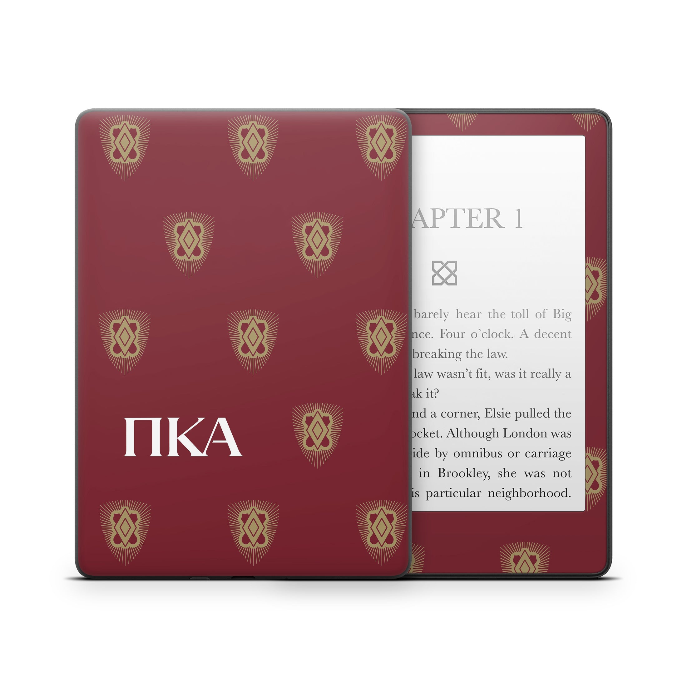 Pi Kappa Alpha Letters Shield Pattern Garnet - Amazon Kindle Skin