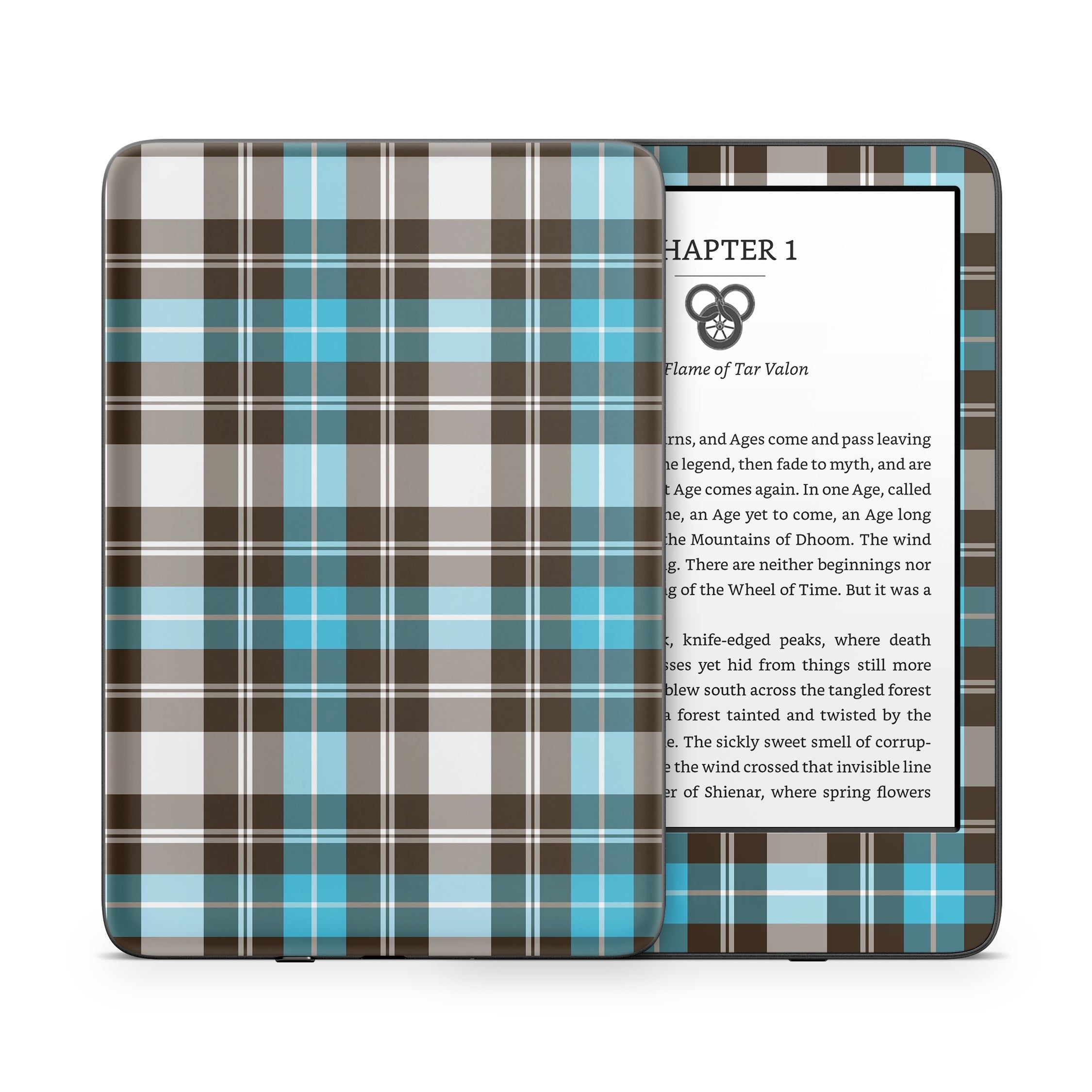 Turquoise Plaid - Amazon Kindle Skin