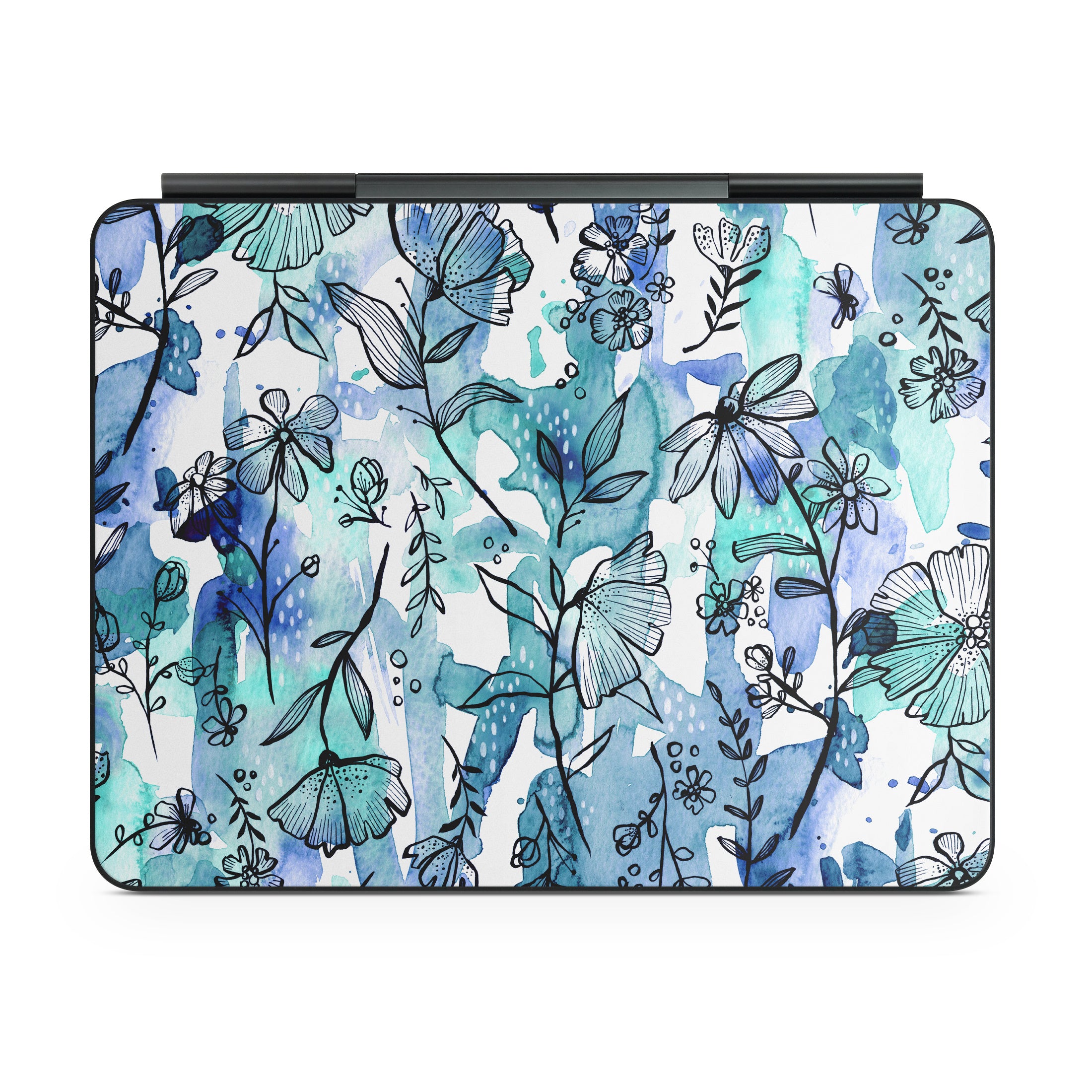 Blue Ink Floral - Apple Magic Keyboard for iPad Skin