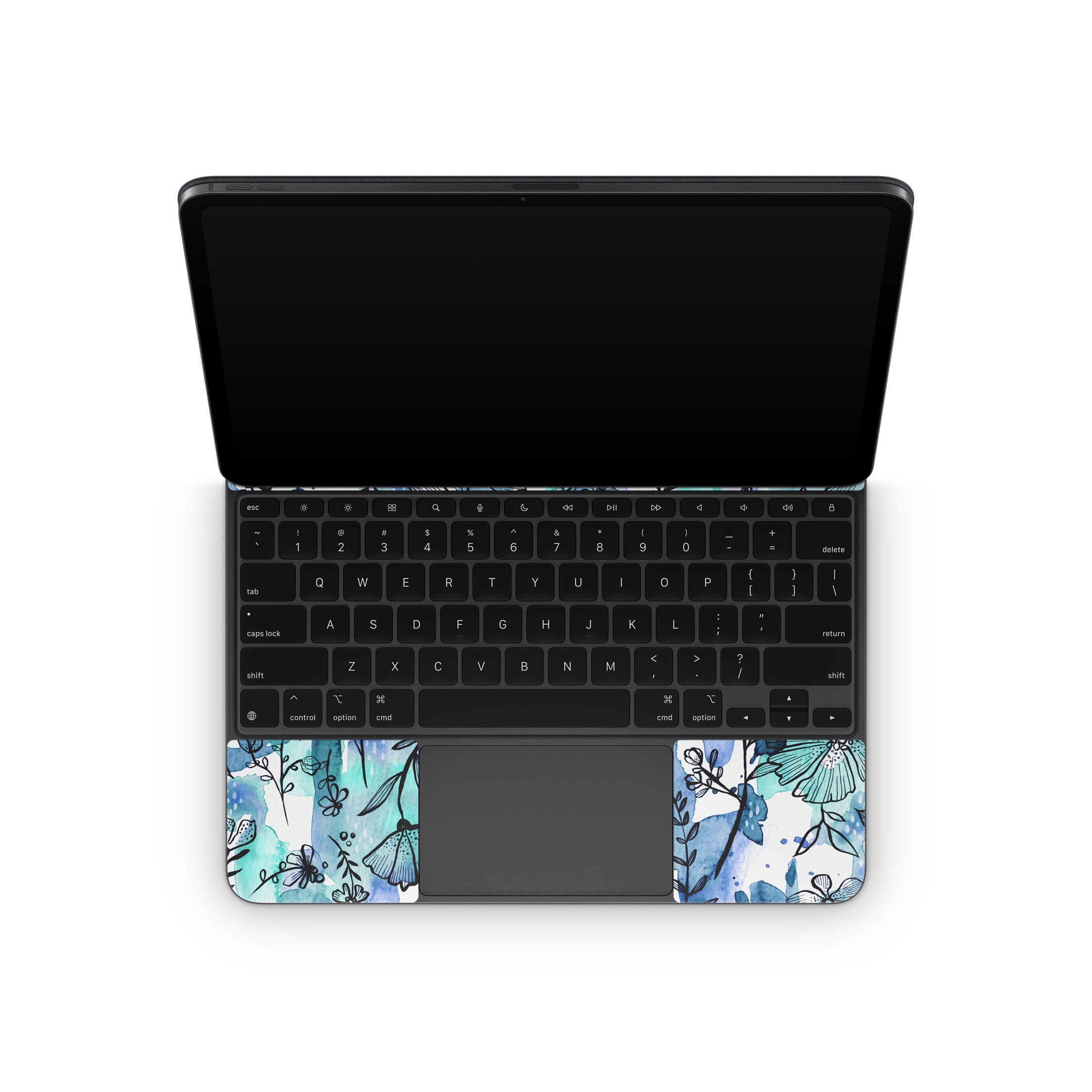 Blue Ink Floral - Apple Magic Keyboard for iPad Skin