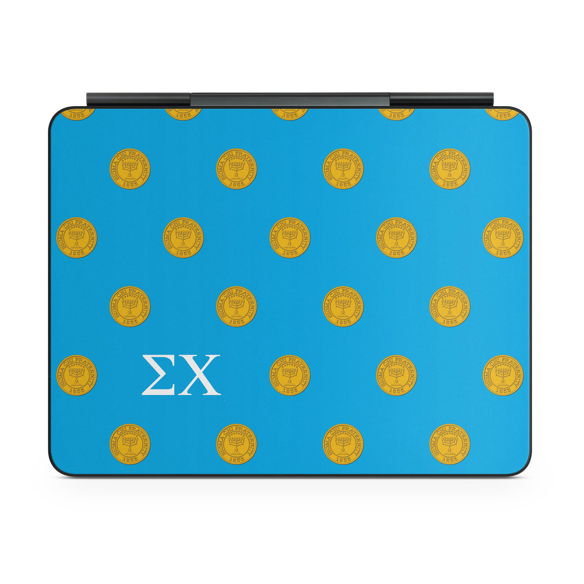Sigma Chi Seal Pattern with Letters Blue - Apple Magic Keyboard for iPad Skin