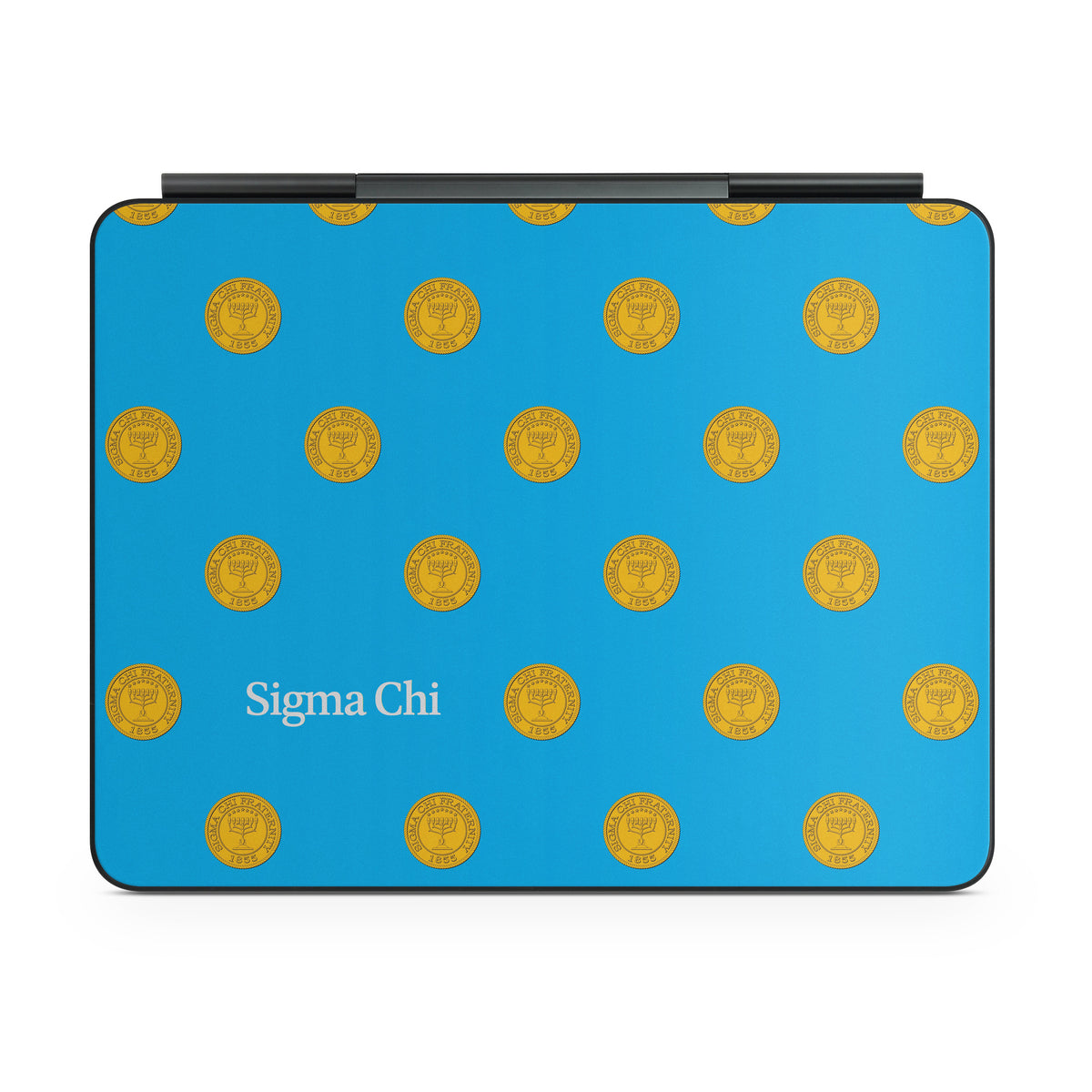 Sigma Chi Seal Pattern with Wordmark Blue - Apple Magic Keyboard for iPad Skin