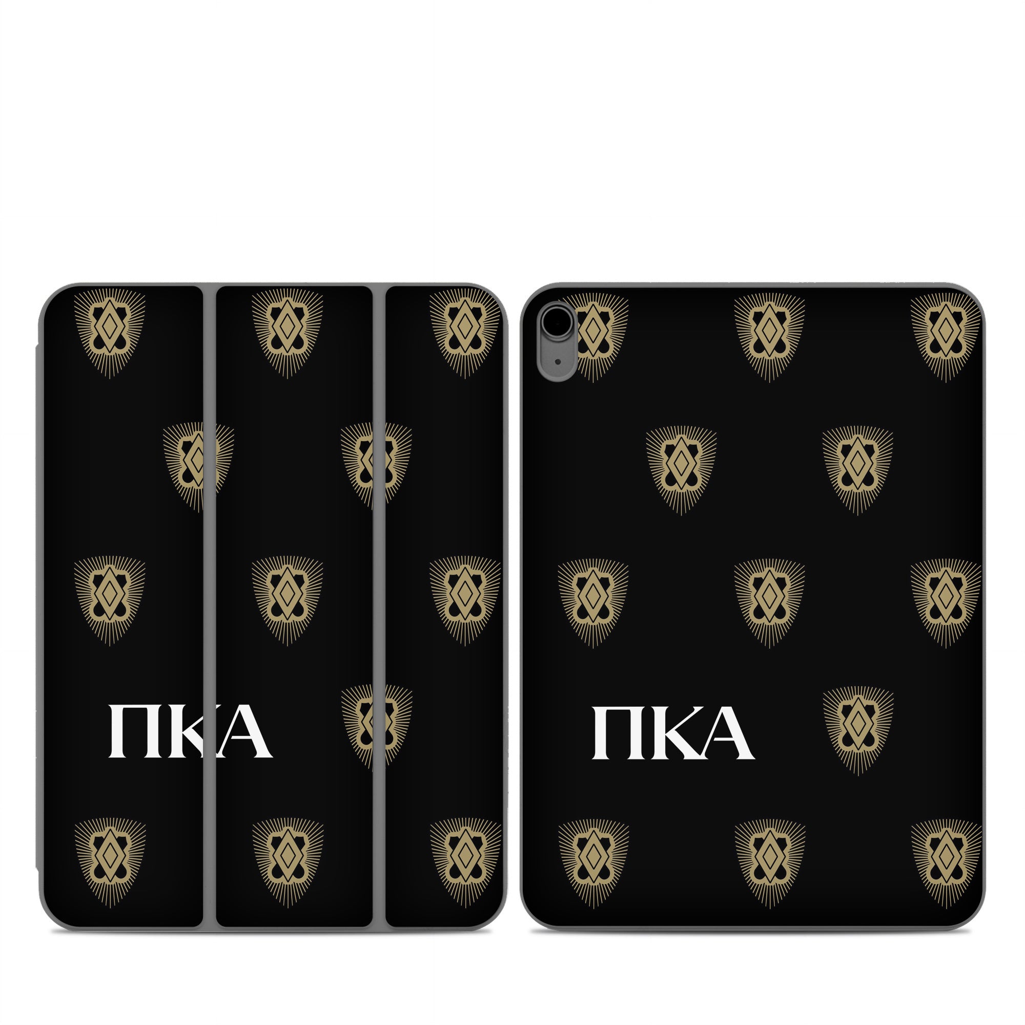Pi Kappa Alpha Letters Shield Pattern Black - Apple Smart Folio Skin