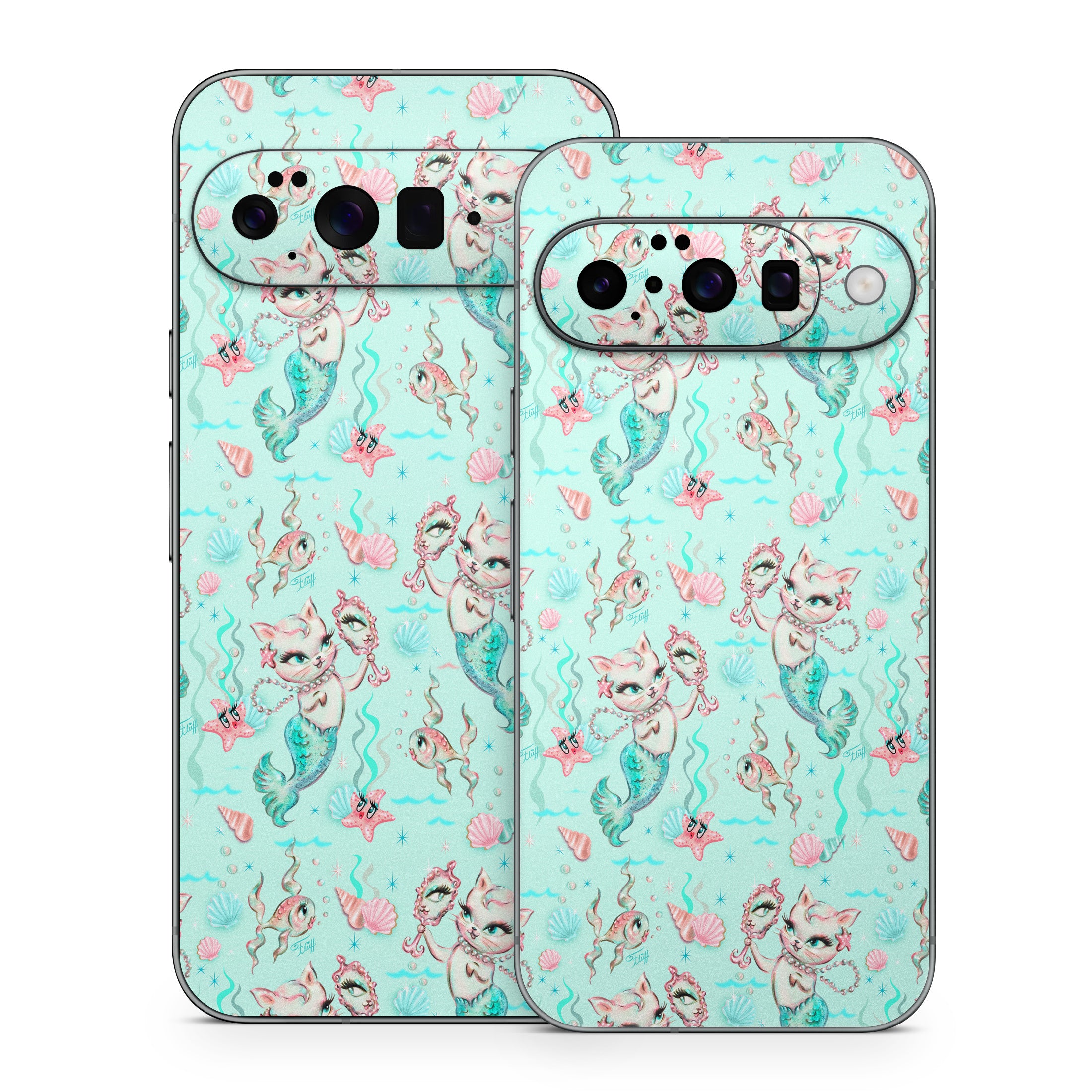Merkittens with Pearls Aqua - Google Pixel 10 Skin