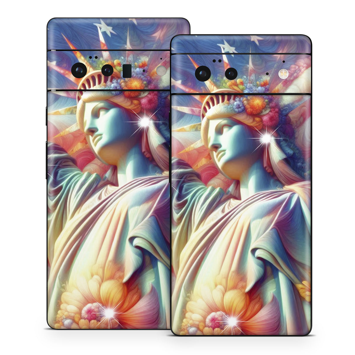Lady Liberty and Flowers - Google Pixel 6 Skin