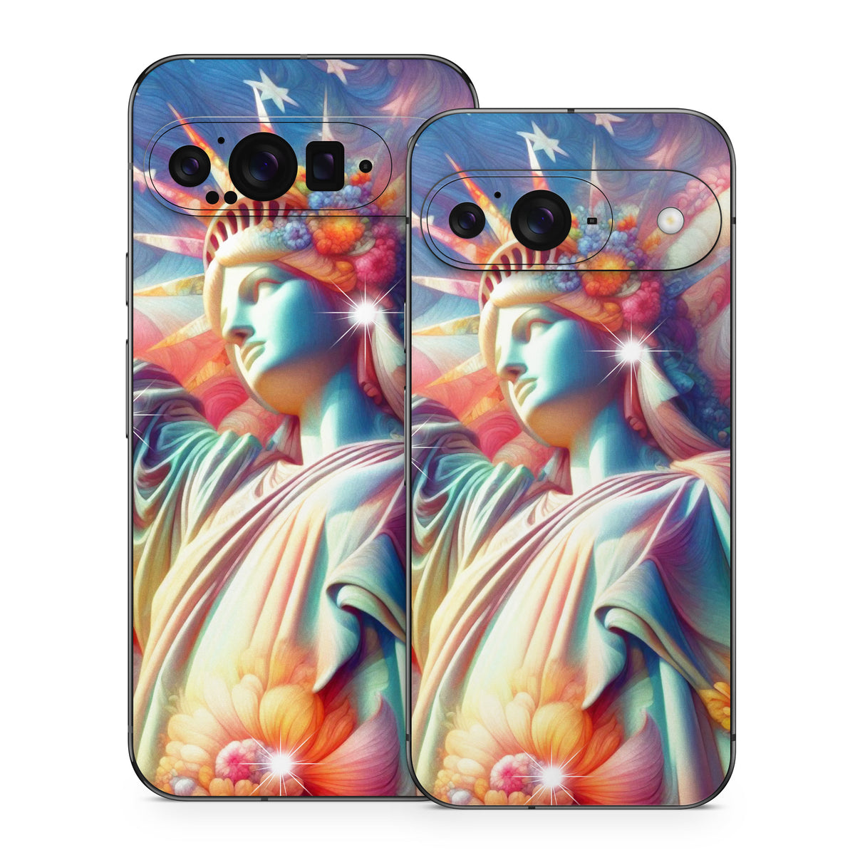 Lady Liberty and Flowers - Google Pixel 9 Skin