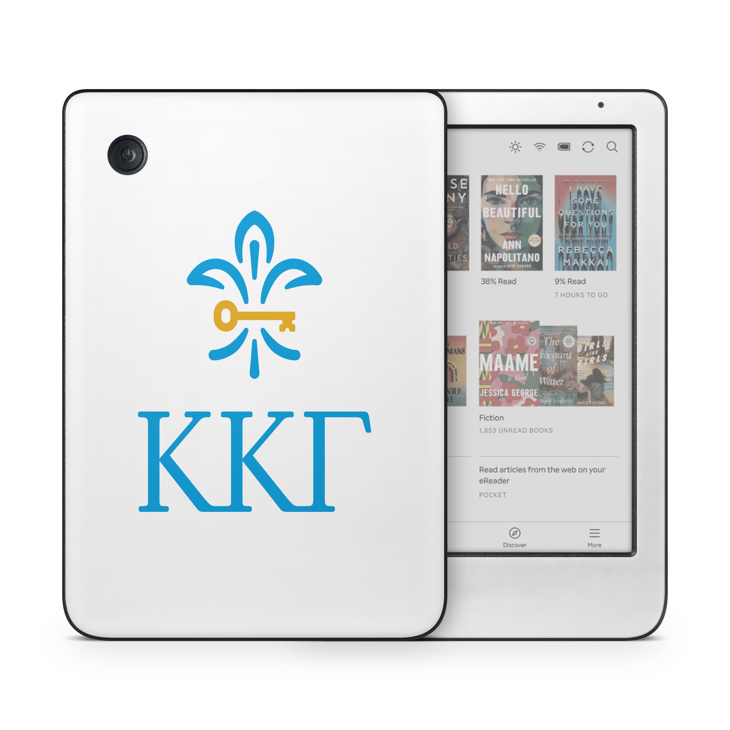 Kappa Kappa Gamma Letterkey Vertical White - Kobo Clara Colour Skin