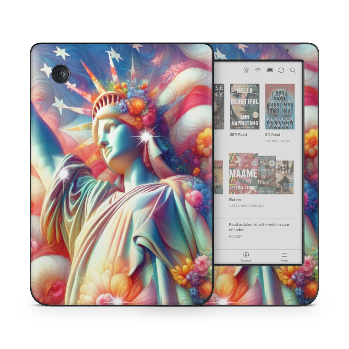 Lady Liberty and Flowers - Kobo Clara Colour Skin