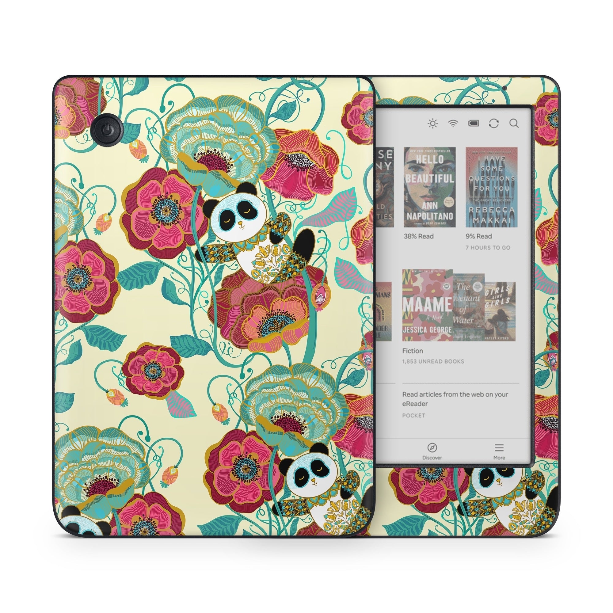 Panda Flowers - Kobo Clara Colour Skin