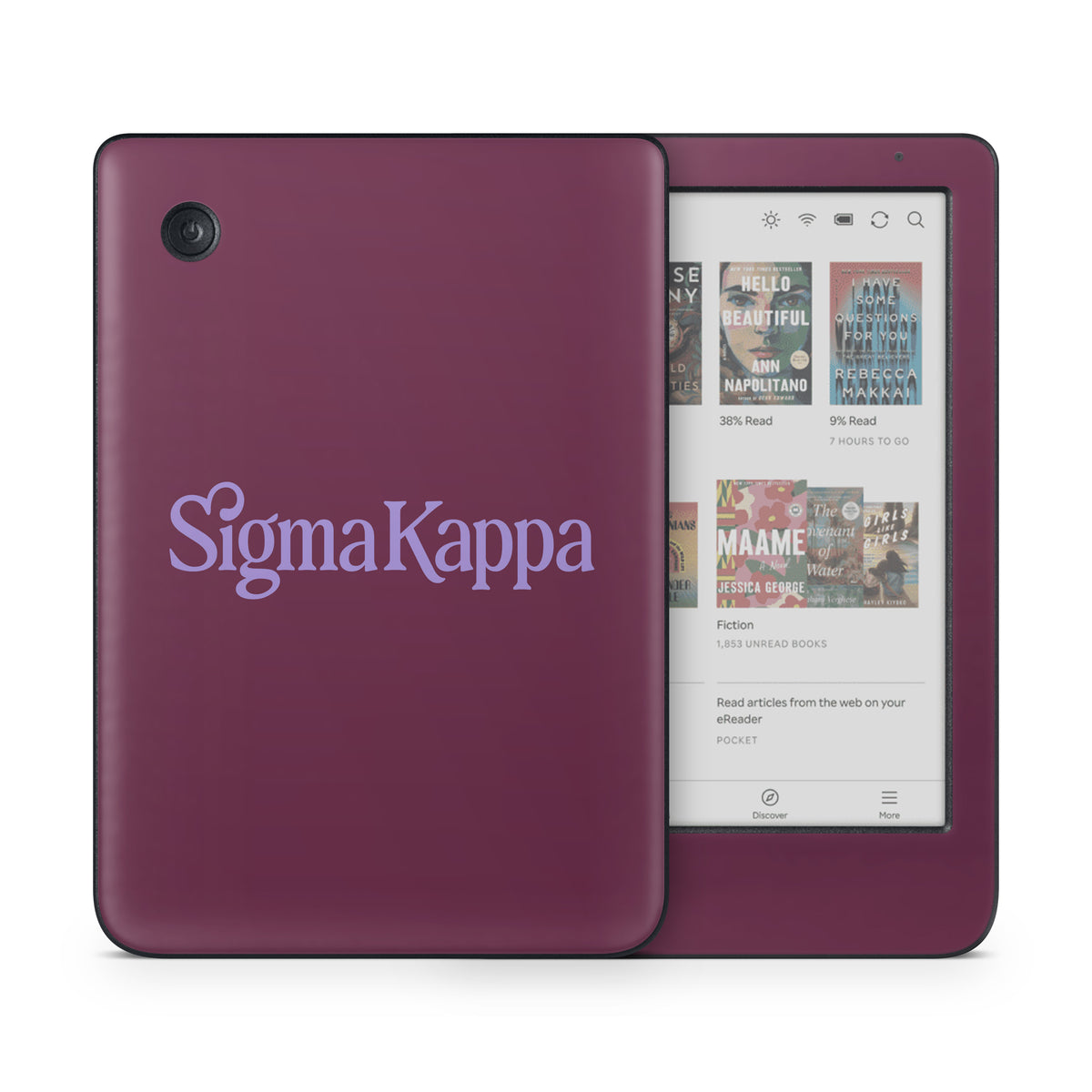 Sigma Kappa Primary Logo Legacy Lavender on Mary Maroon - Kobo Clara Colour Skin