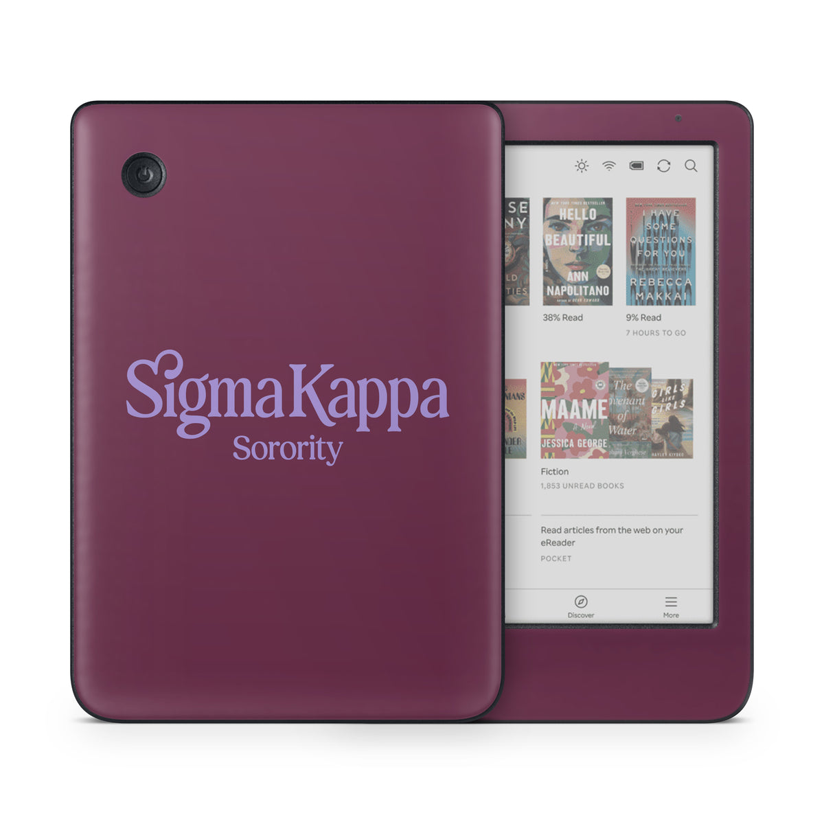 Sigma Kappa Sorority Logo Legacy Lavender on Mary Maroon - Kobo Clara Colour Skin