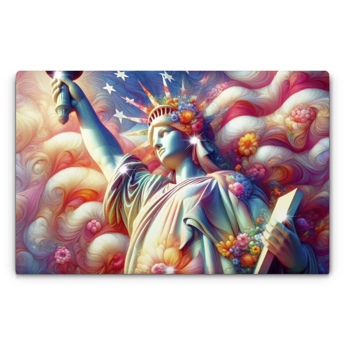 Lady Liberty and Flowers - Laptop Lid Skin