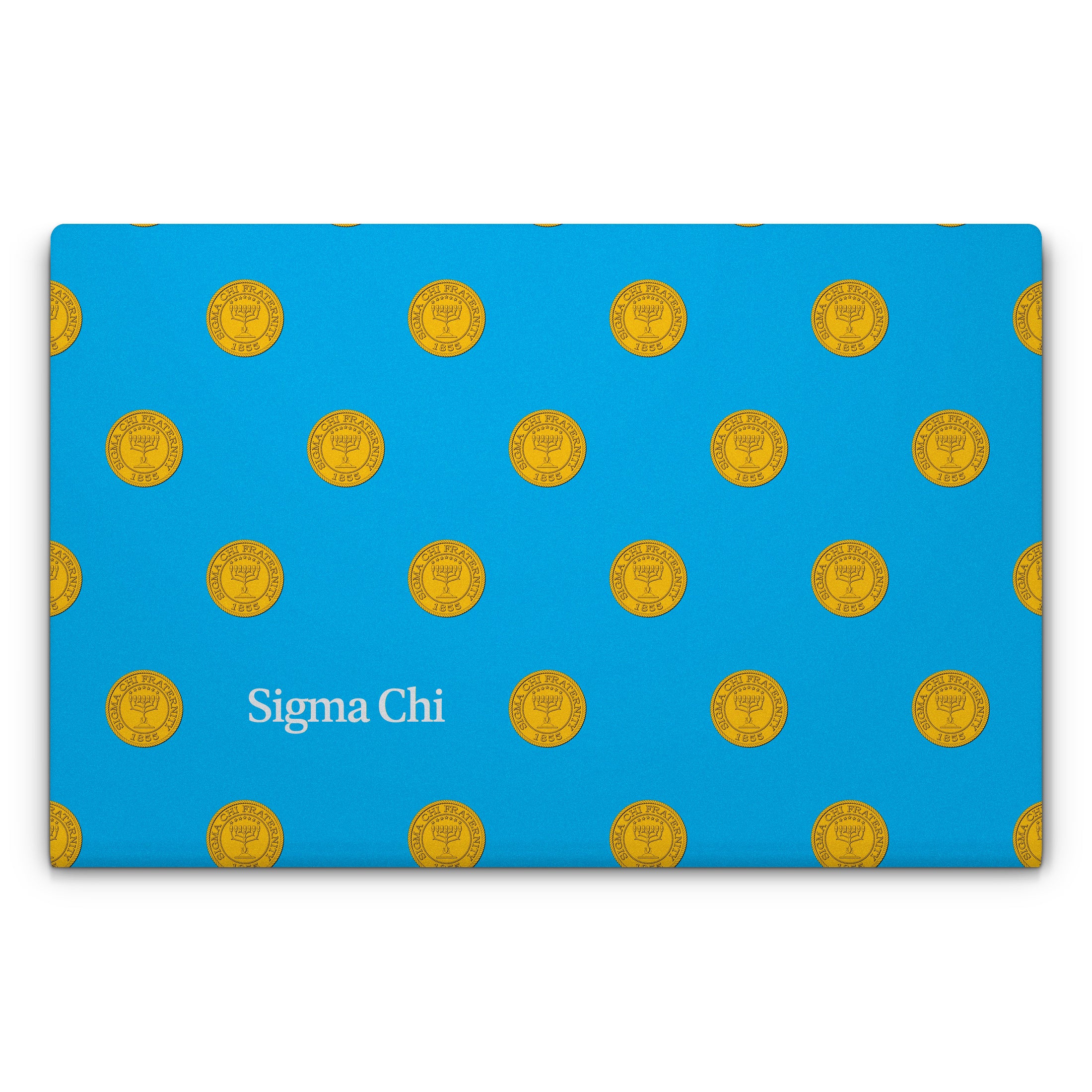 Sigma Chi Seal Pattern with Wordmark Blue - Laptop Lid Skin
