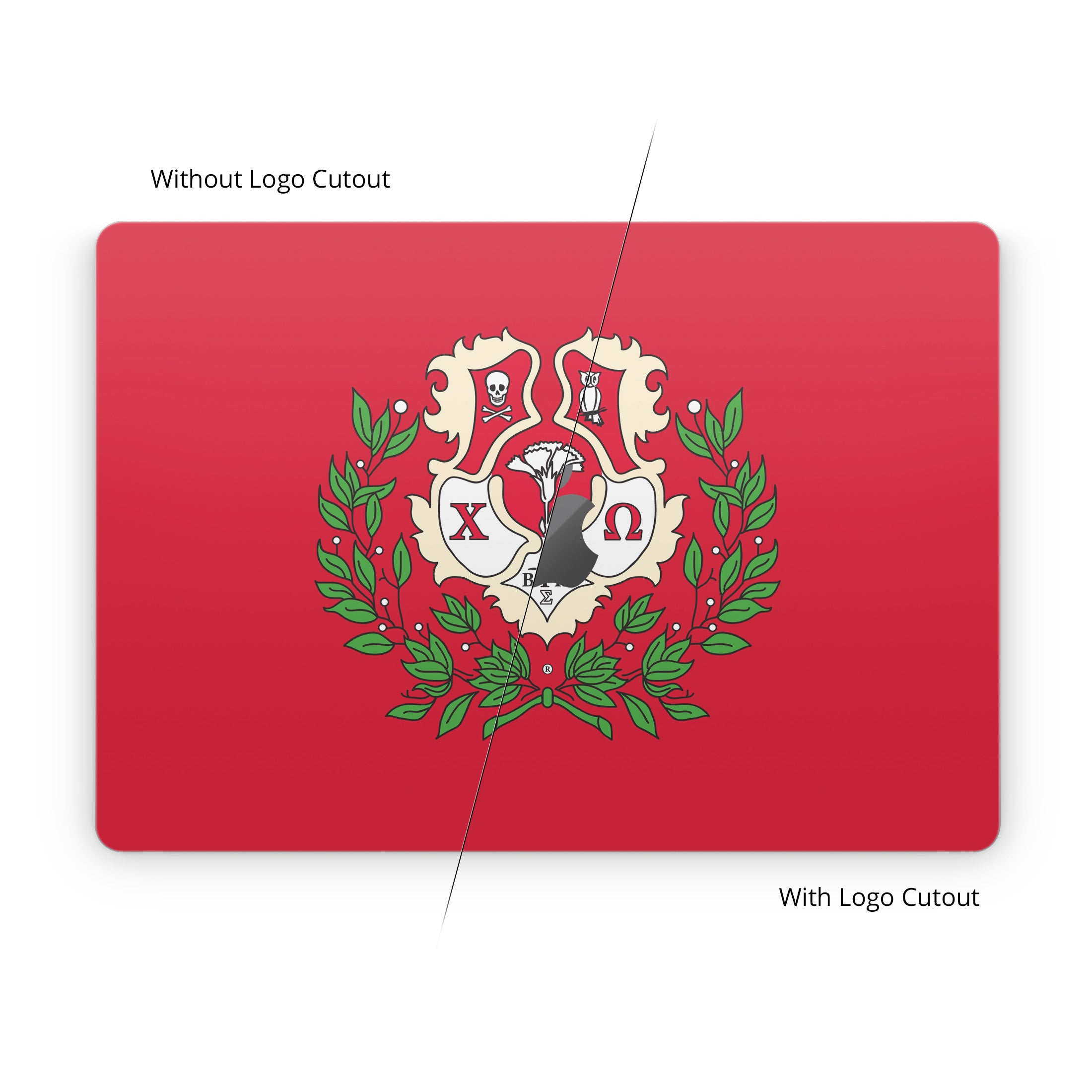 Chi Omega Crest Cardinal - Apple MacBook Skin