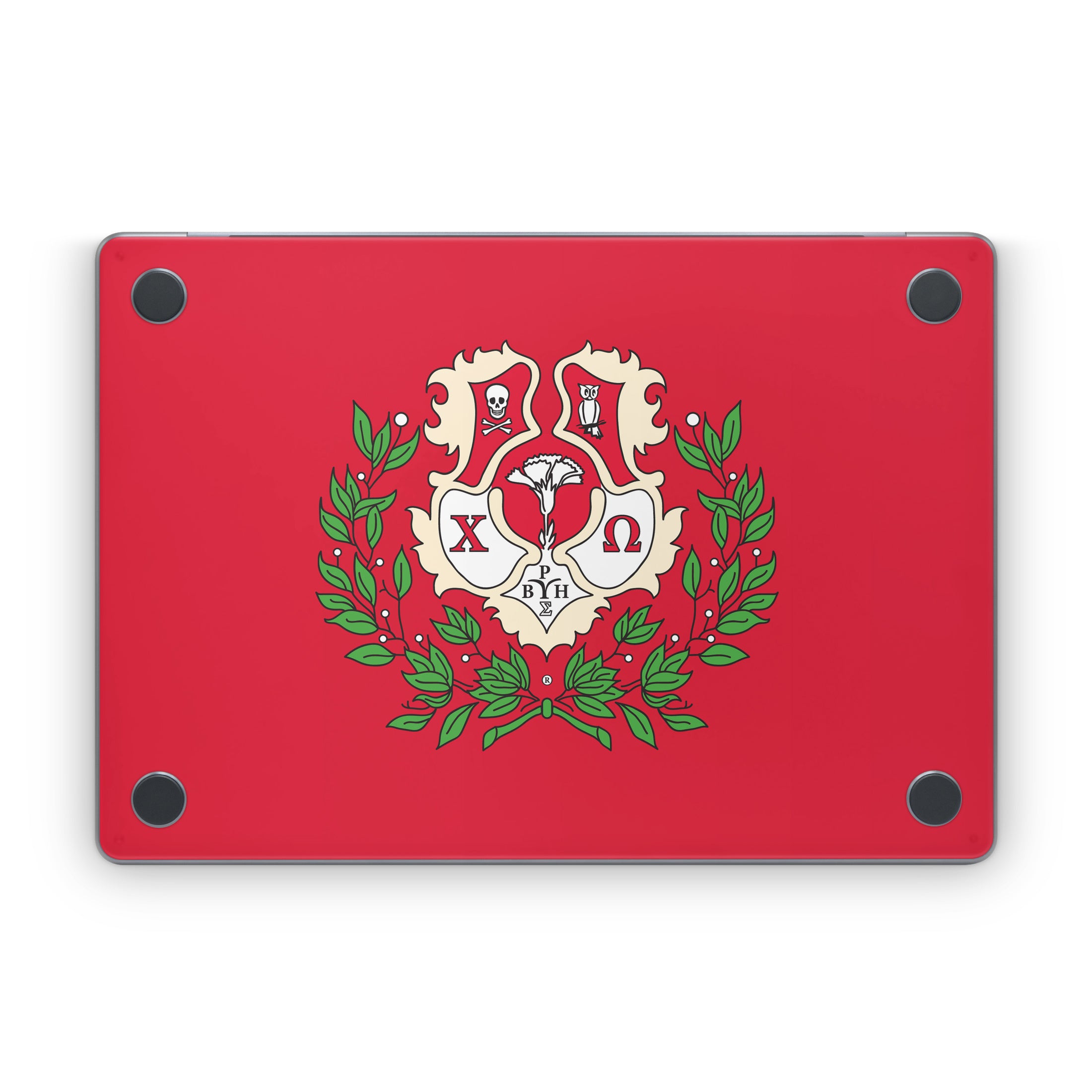 Chi Omega Crest Cardinal - Apple MacBook Skin