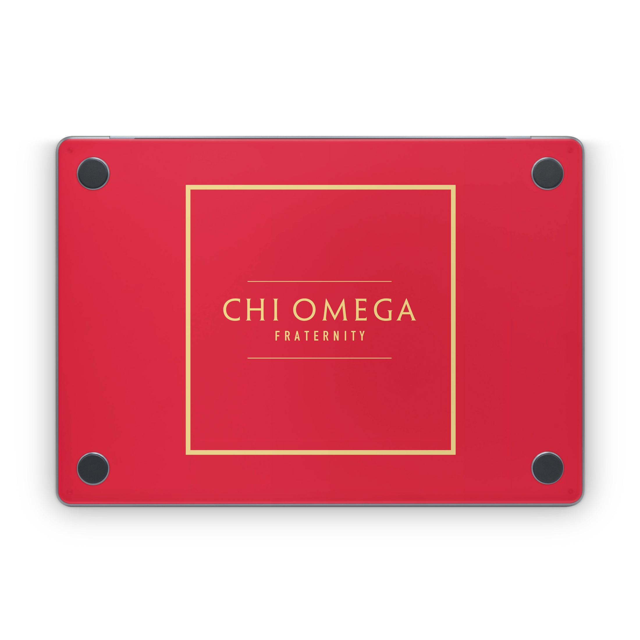 Chi Omega Fraternity Cardinal with Border - Apple MacBook Skin