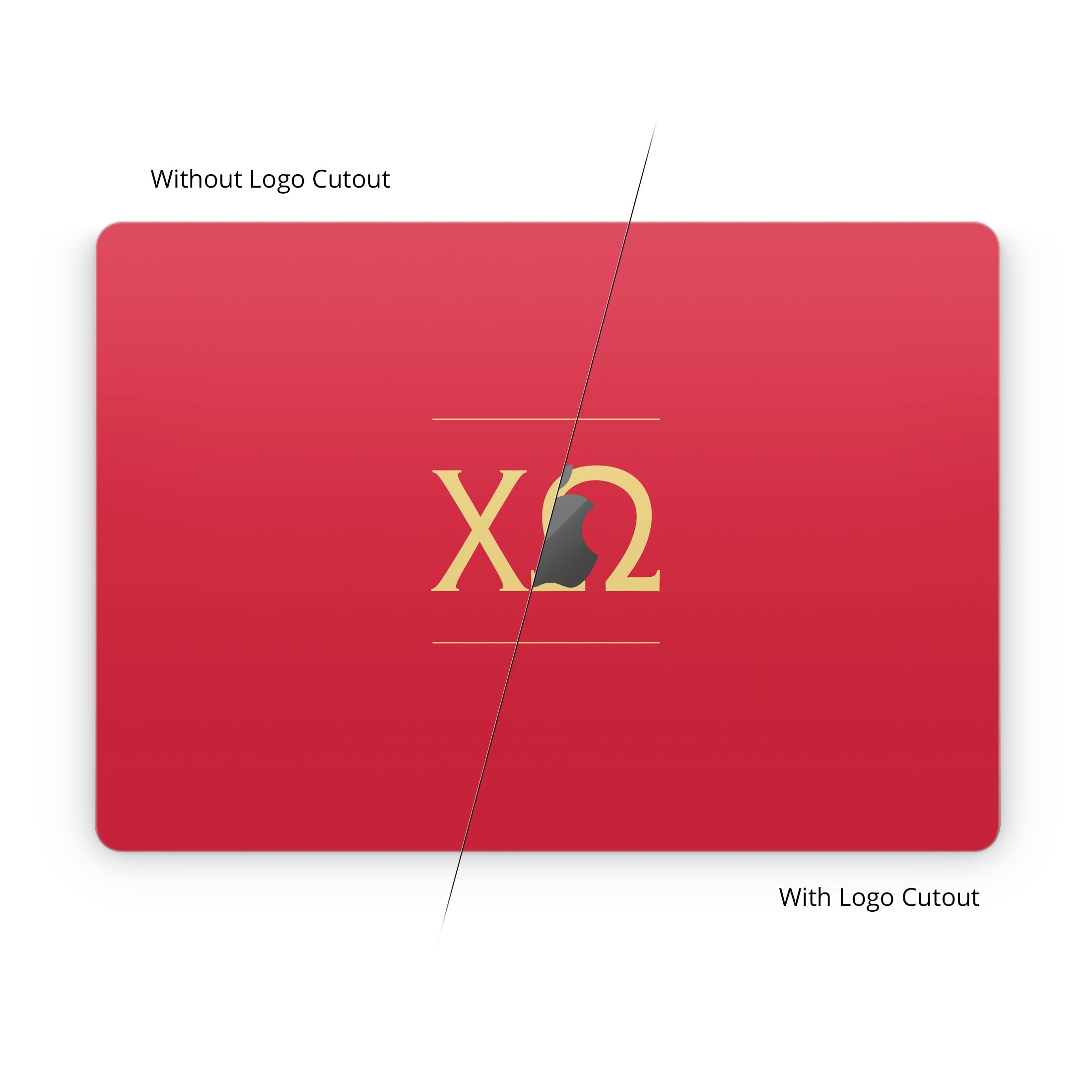 Chi Omega Letters Cardinal - Apple MacBook Skin
