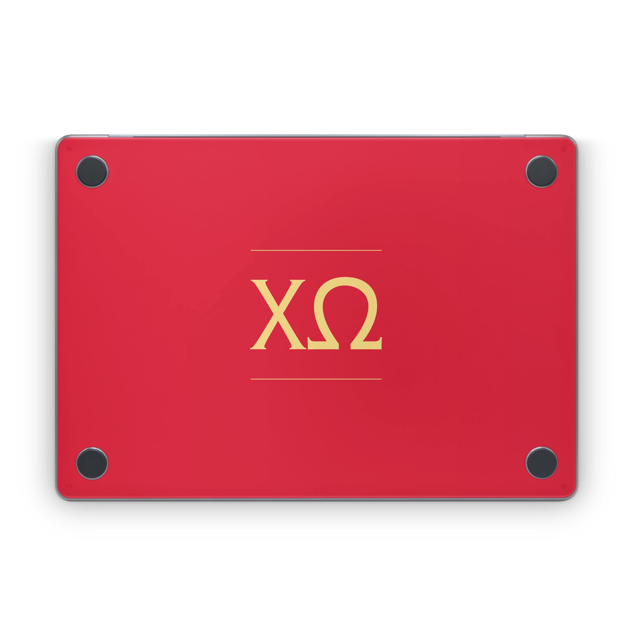 Chi Omega Letters Cardinal - Apple MacBook Skin