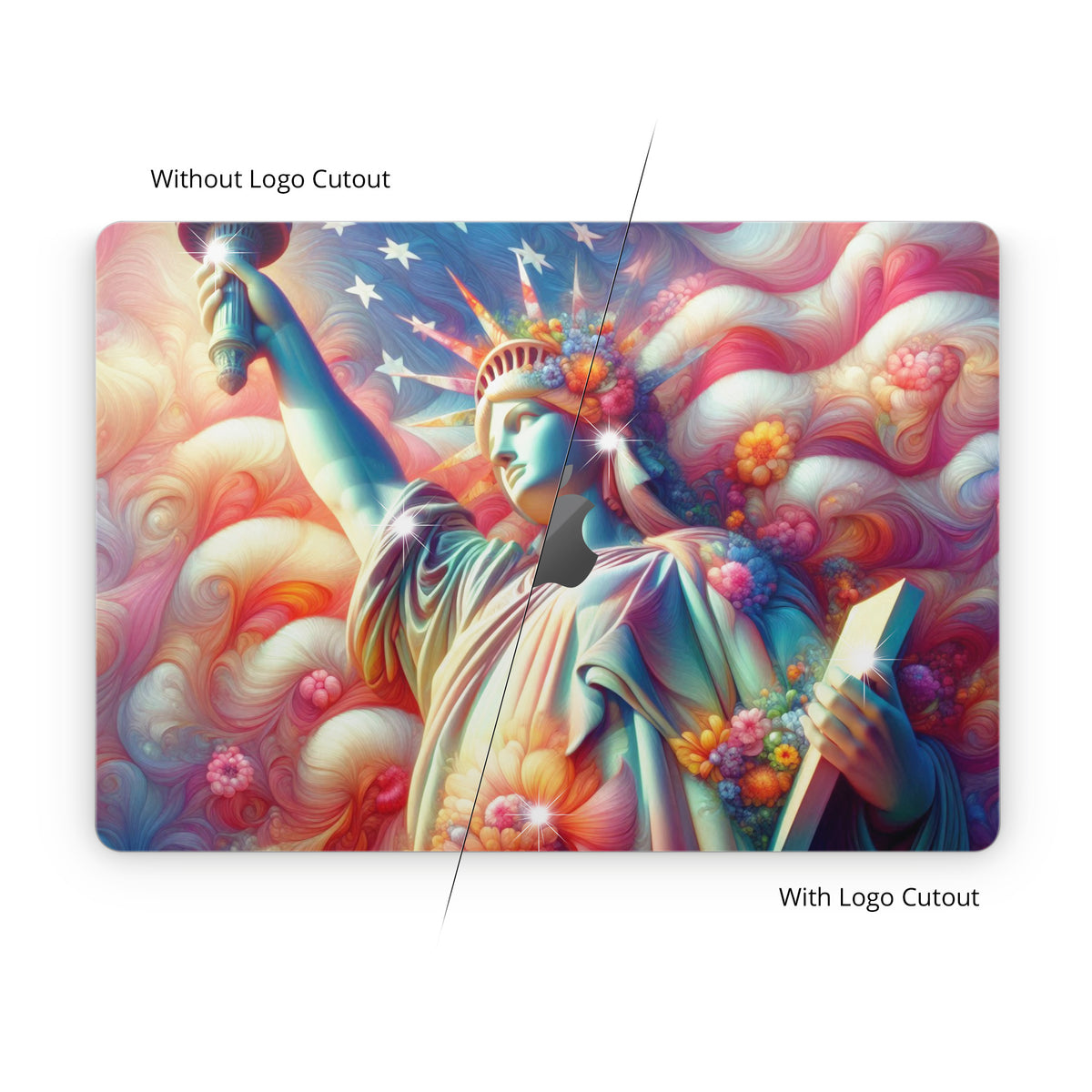 Lady Liberty and Flowers - Apple MacBook Skin