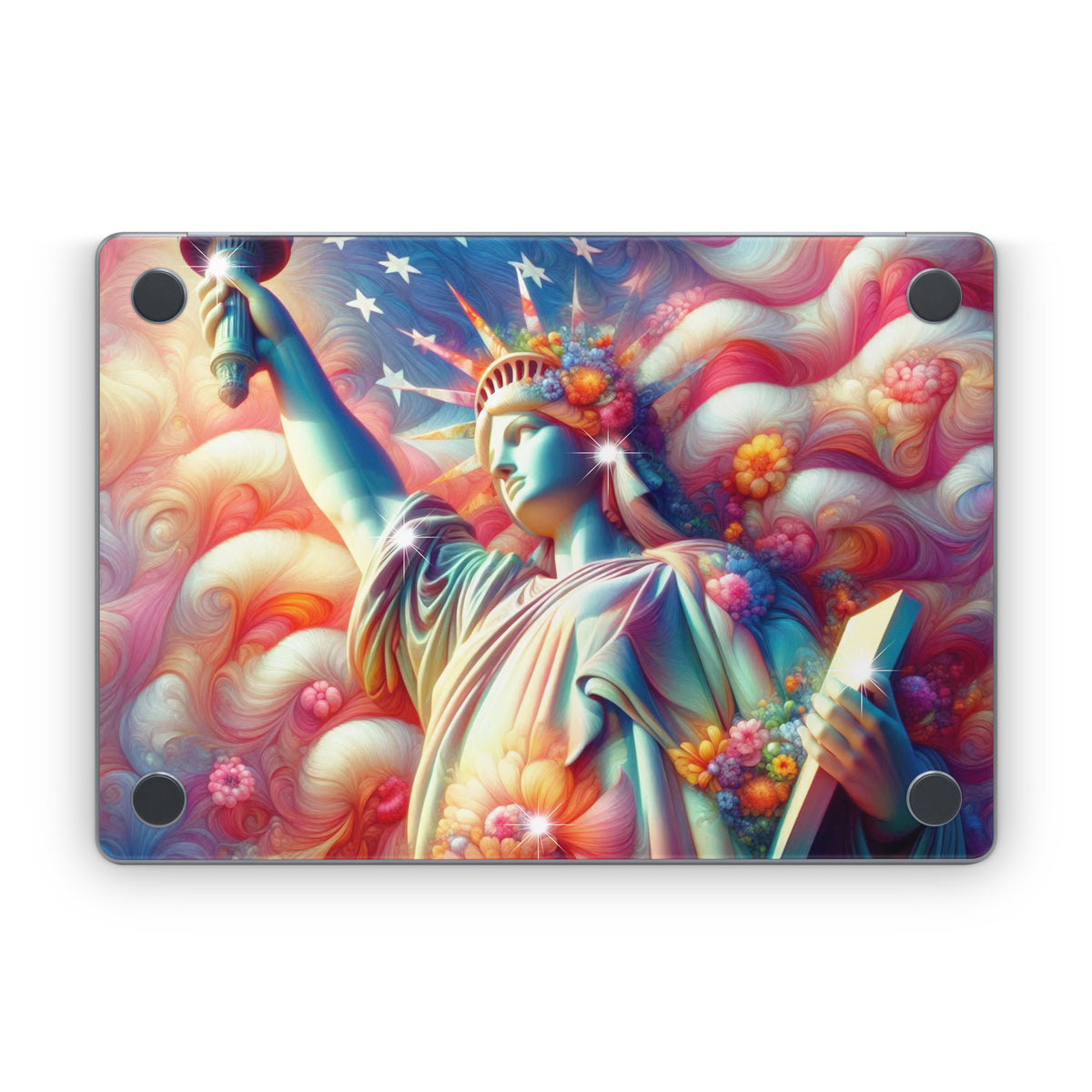 Lady Liberty and Flowers - Apple MacBook Skin