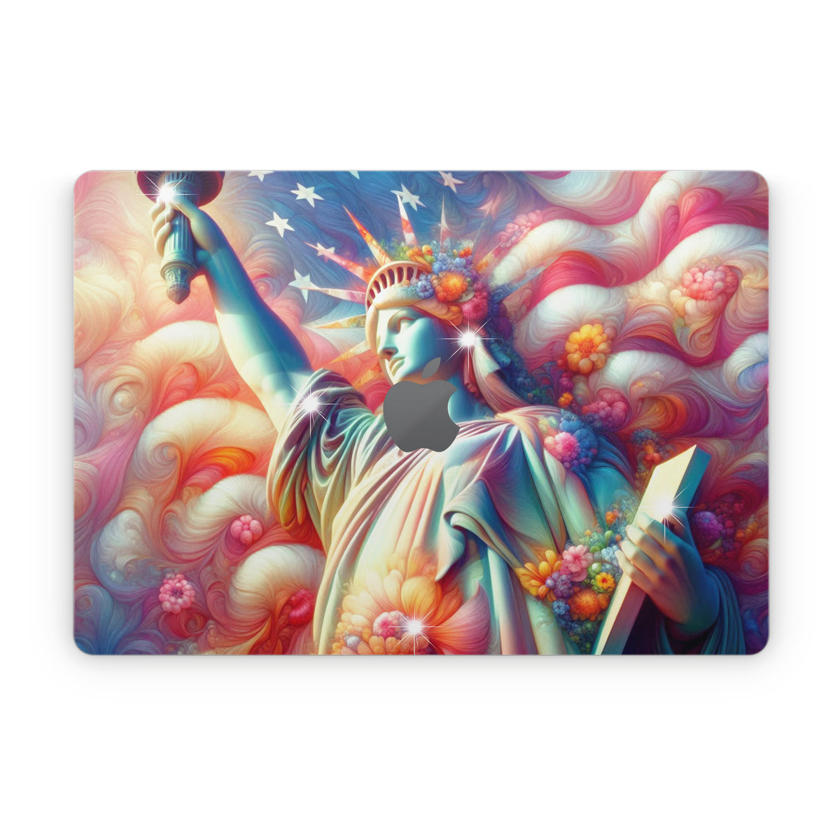Lady Liberty and Flowers - Apple MacBook Skin