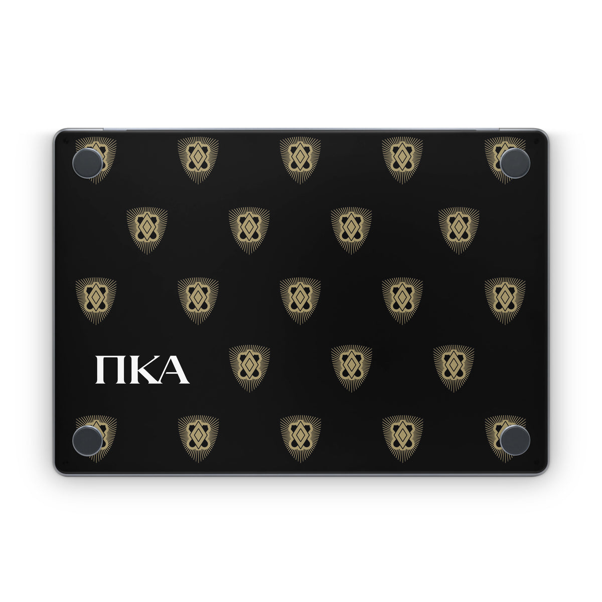 Pi Kappa Alpha Letters Shield Pattern Black - Apple MacBook Skin