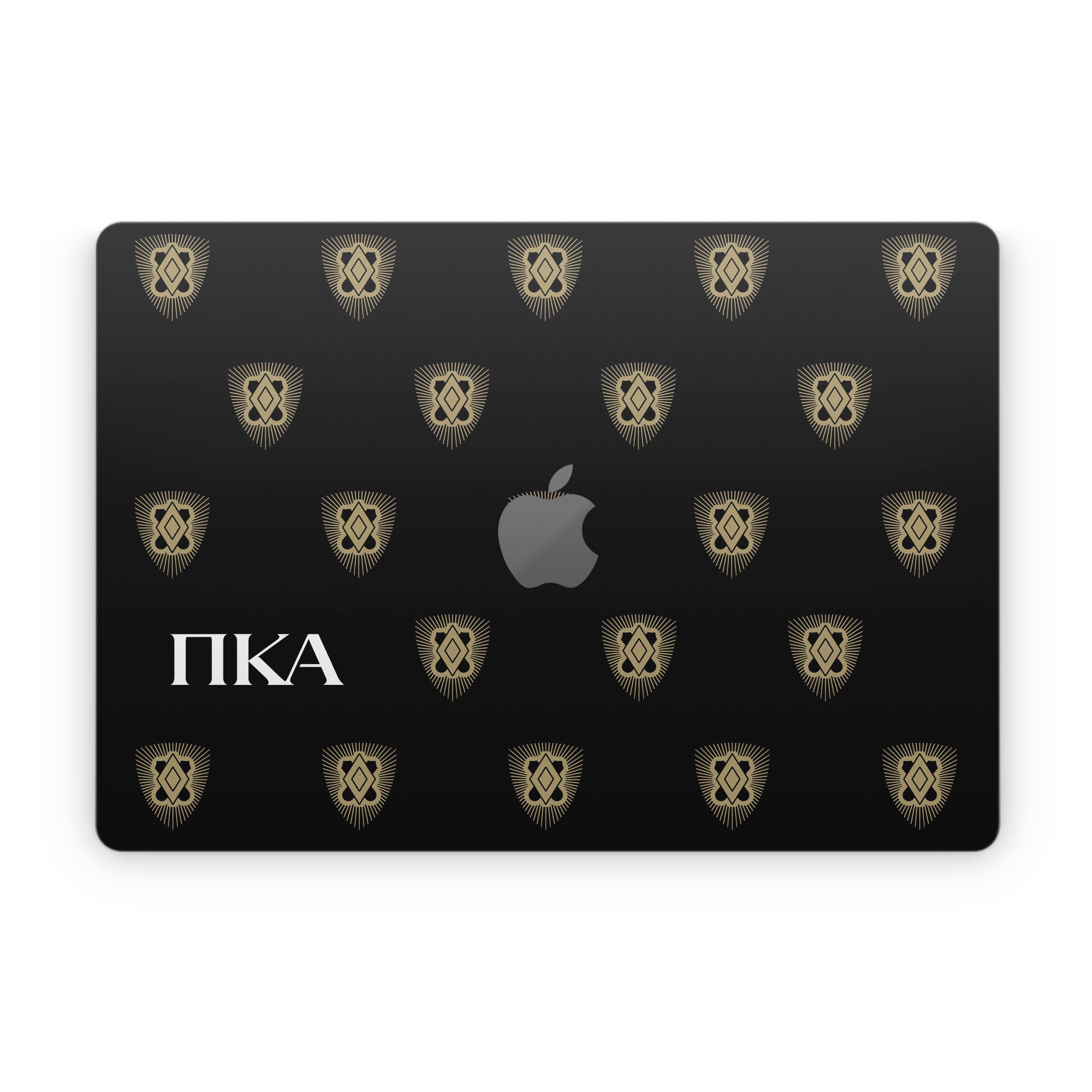 Pi Kappa Alpha Letters Shield Pattern Black - Apple MacBook Skin