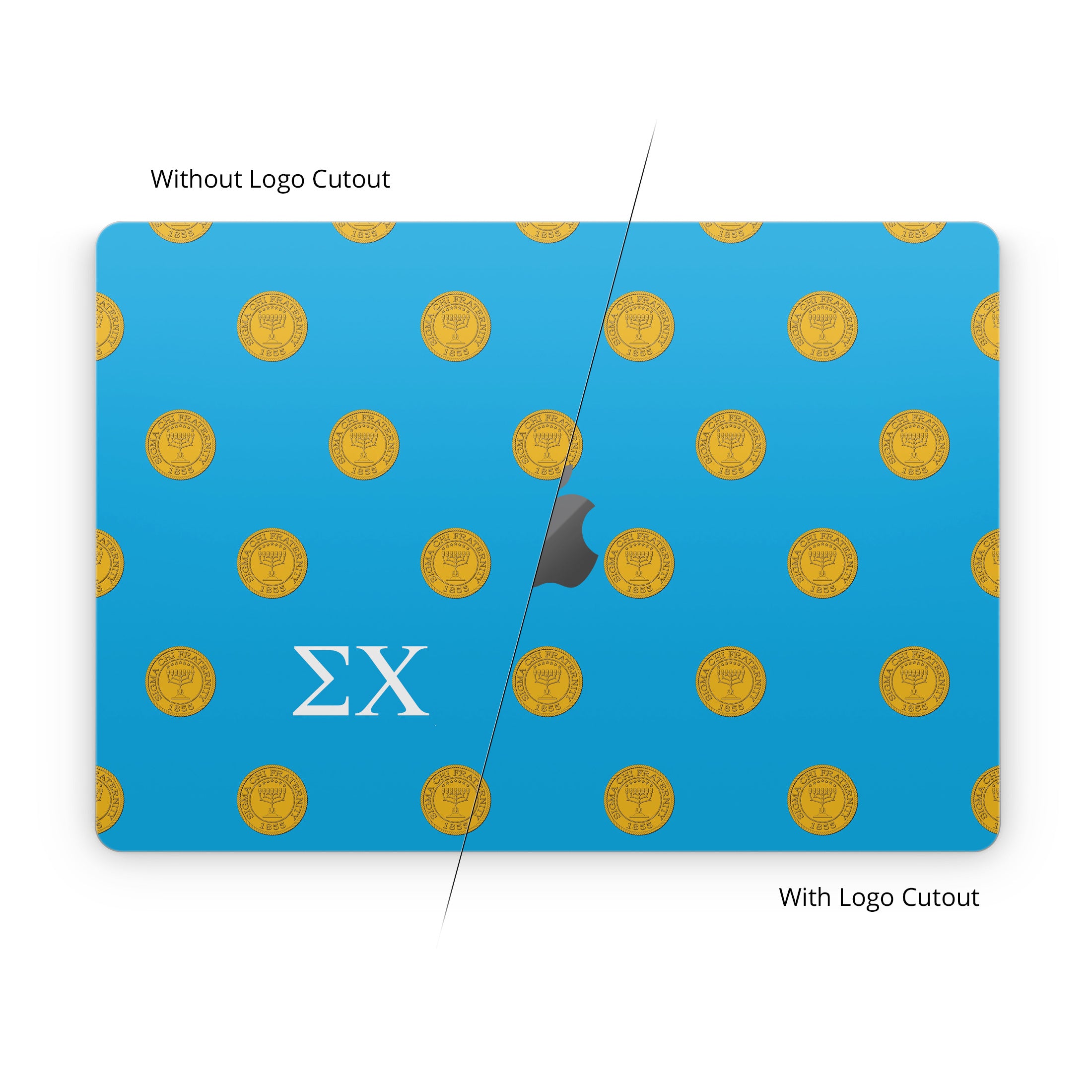 Sigma Chi Seal Pattern with Letters Blue - Apple MacBook Skin