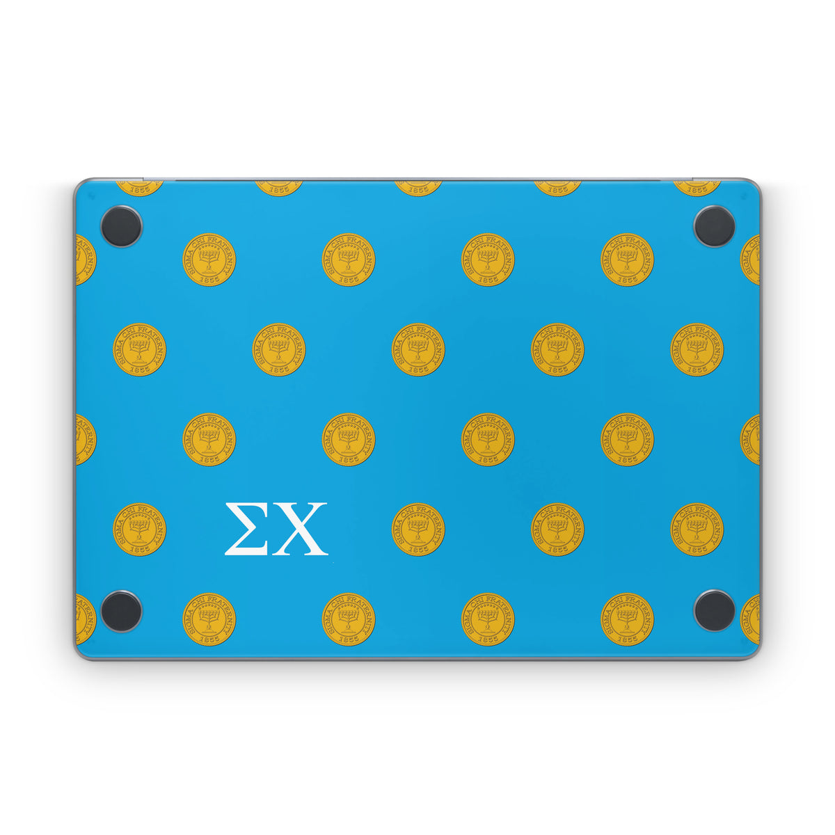 Sigma Chi Seal Pattern with Letters Blue - Apple MacBook Skin