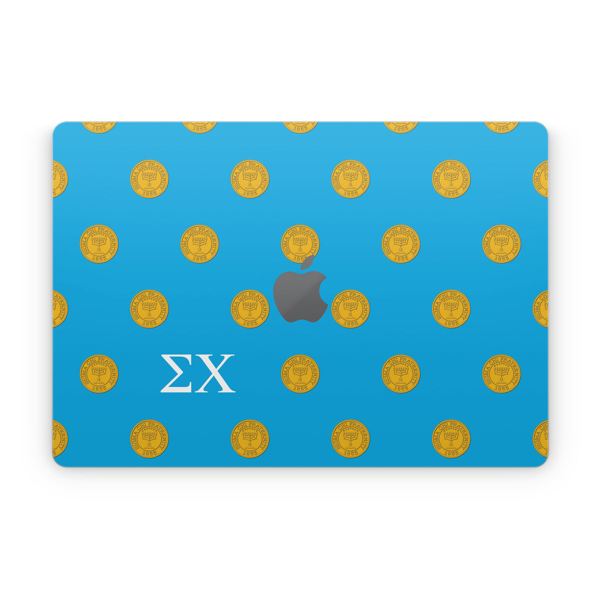 Sigma Chi Seal Pattern with Letters Blue - Apple MacBook Skin