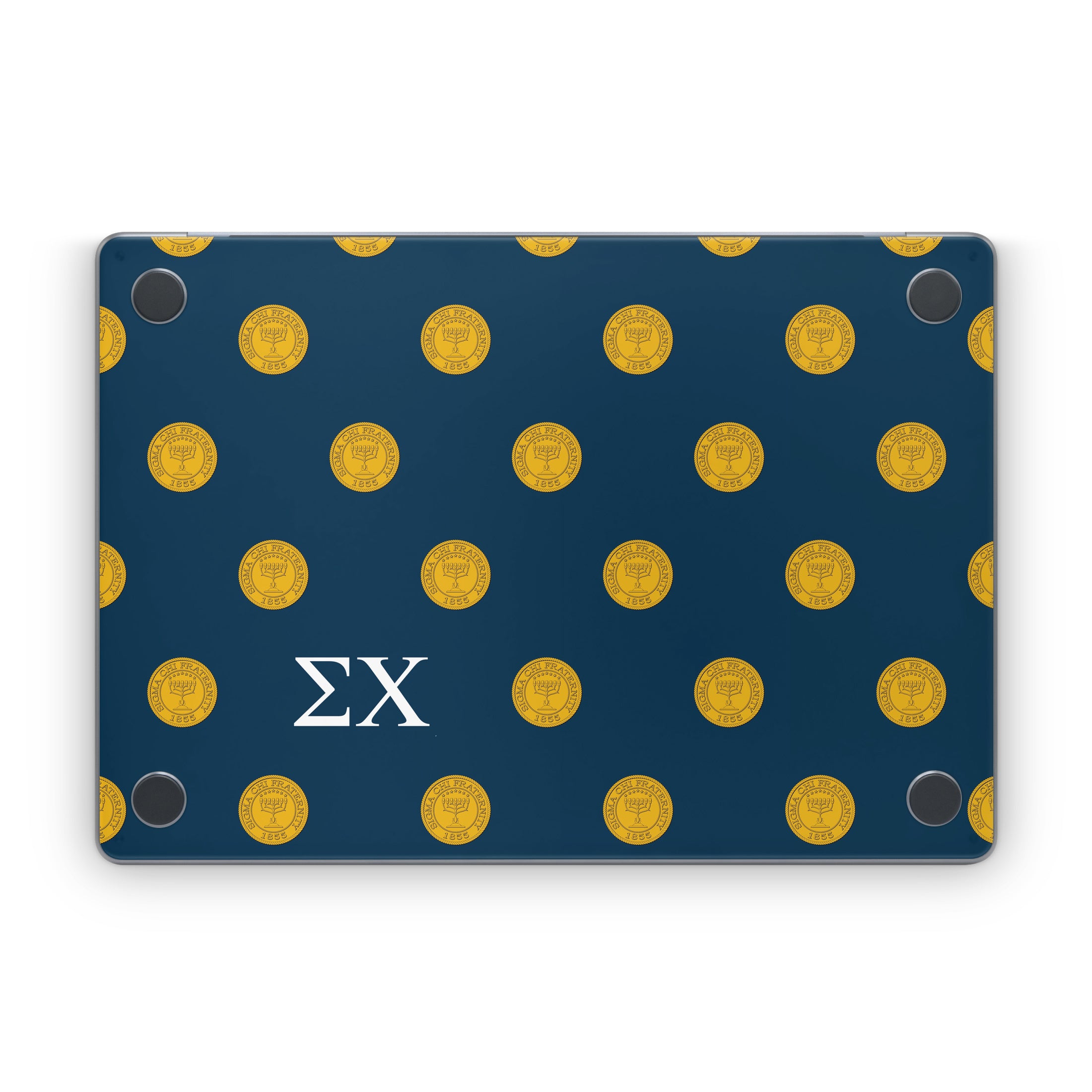 Sigma Chi Seal Pattern with Letters Navy - Apple MacBook Skin