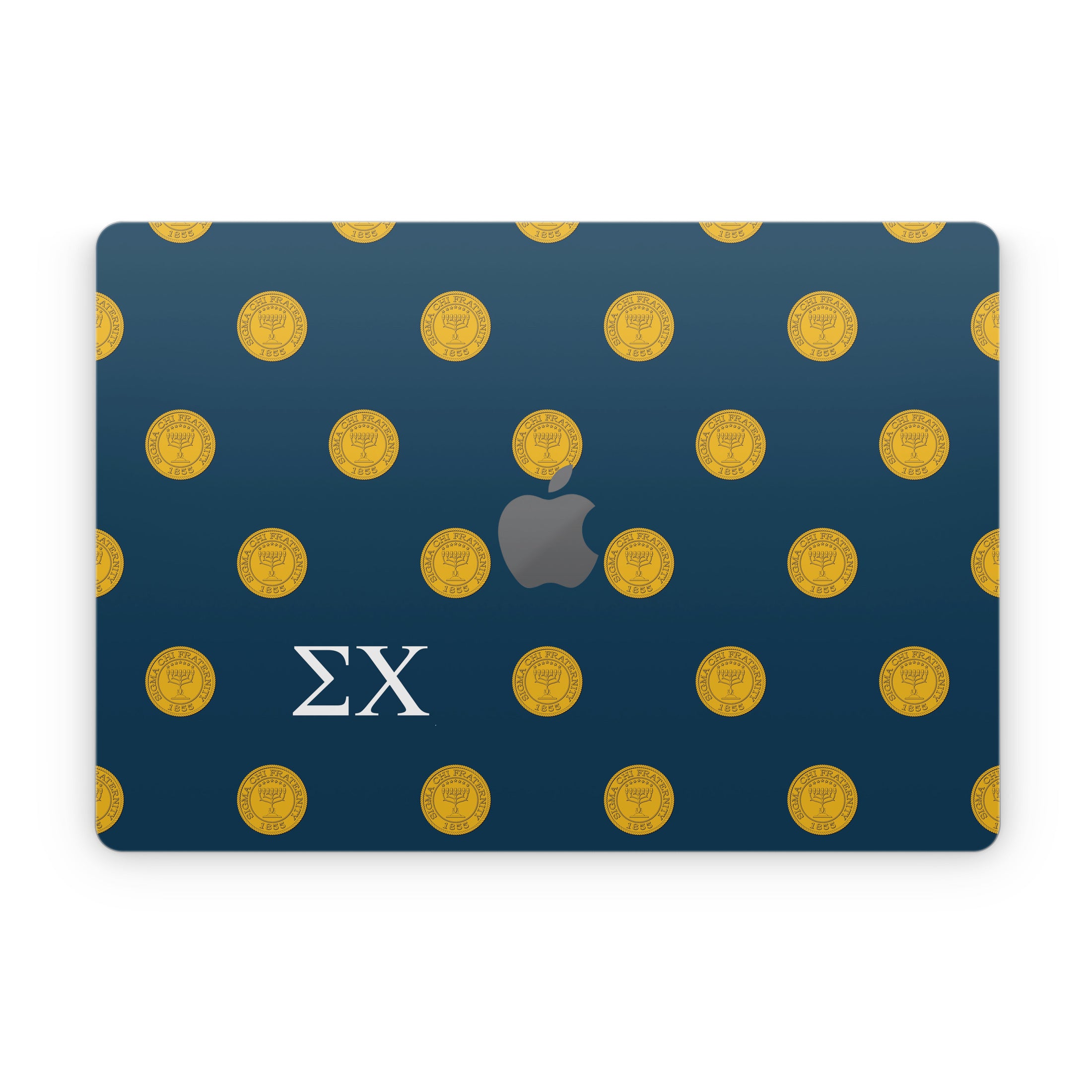 Sigma Chi Seal Pattern with Letters Navy - Apple MacBook Skin