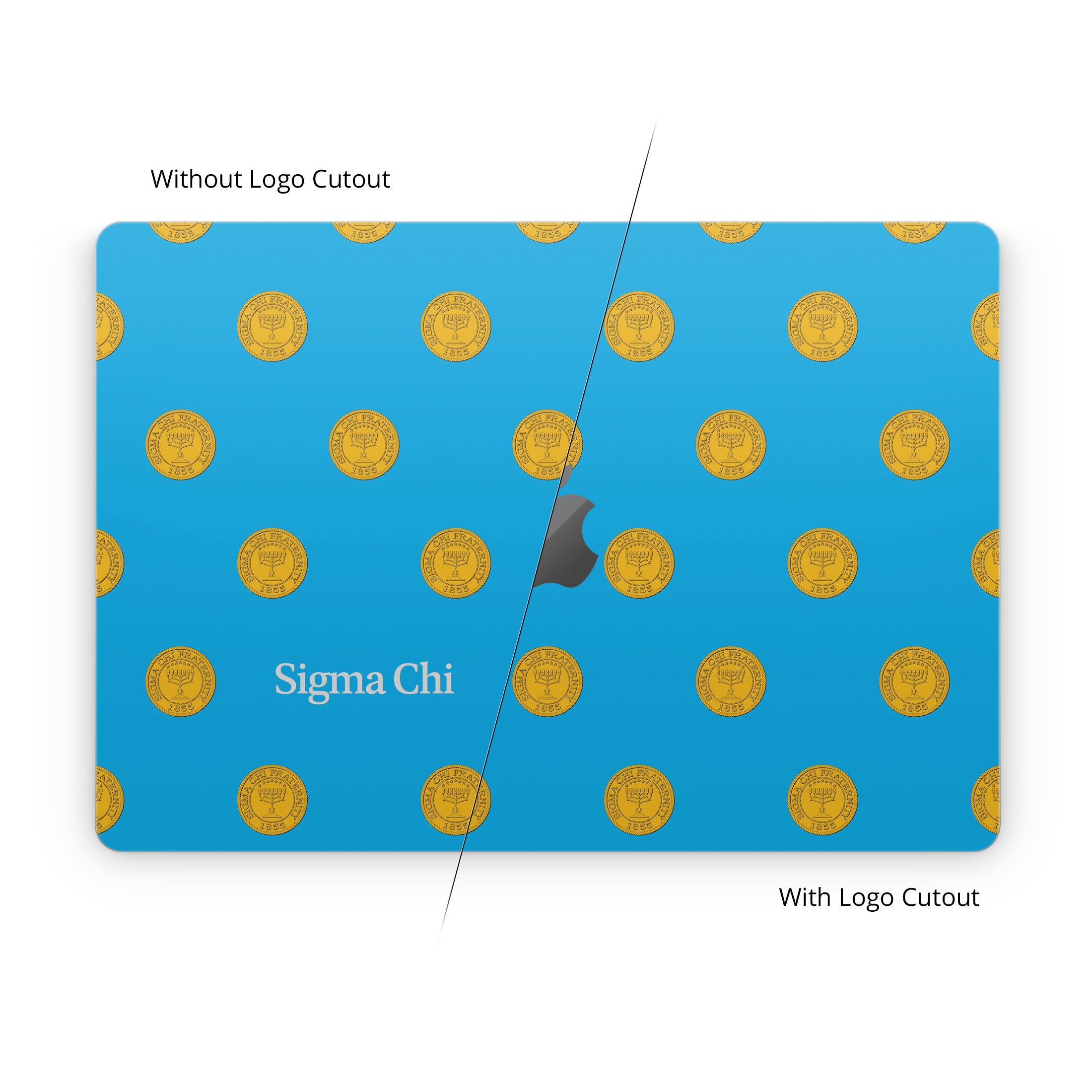 Sigma Chi Seal Pattern with Wordmark Blue - Apple MacBook Skin
