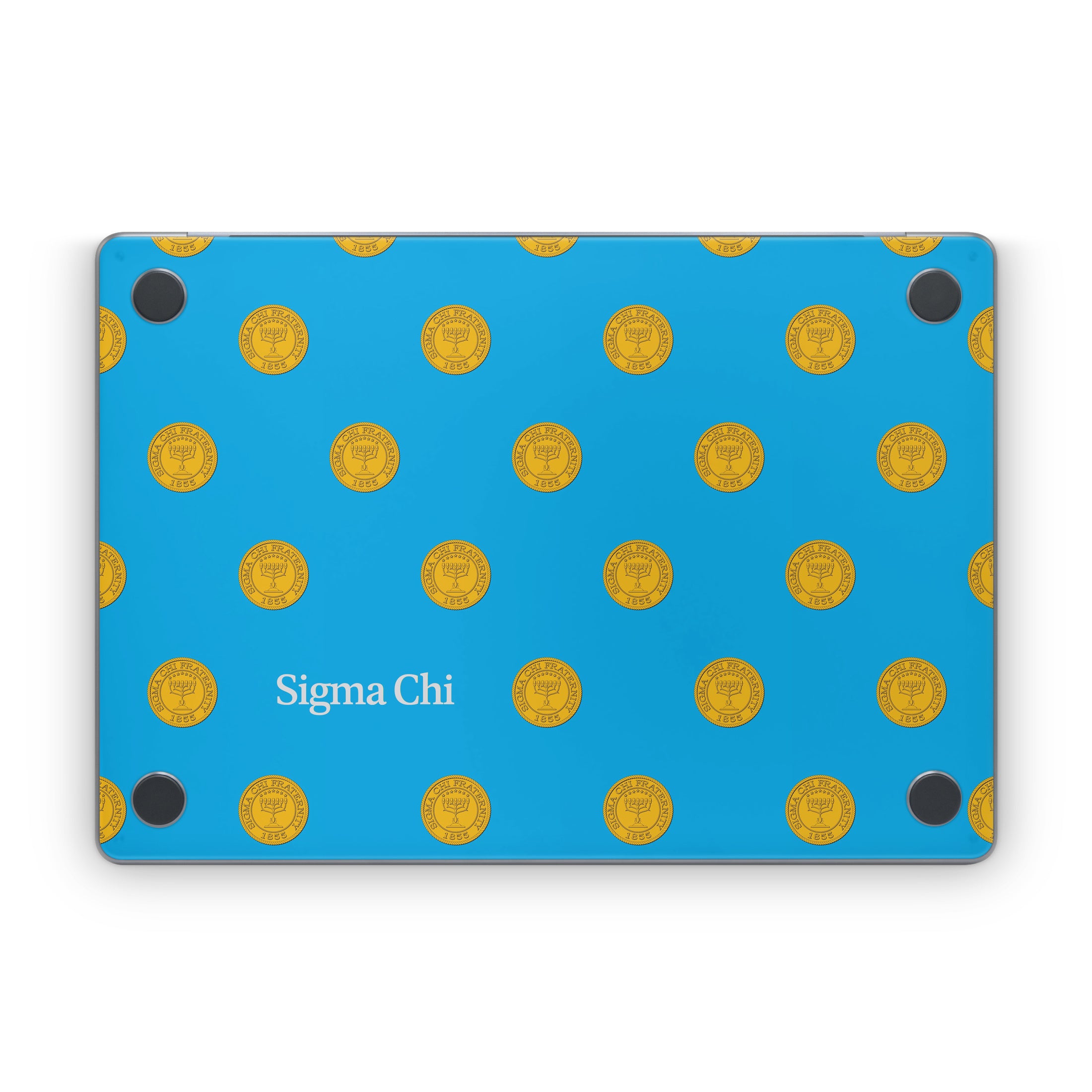 Sigma Chi Seal Pattern with Wordmark Blue - Apple MacBook Skin