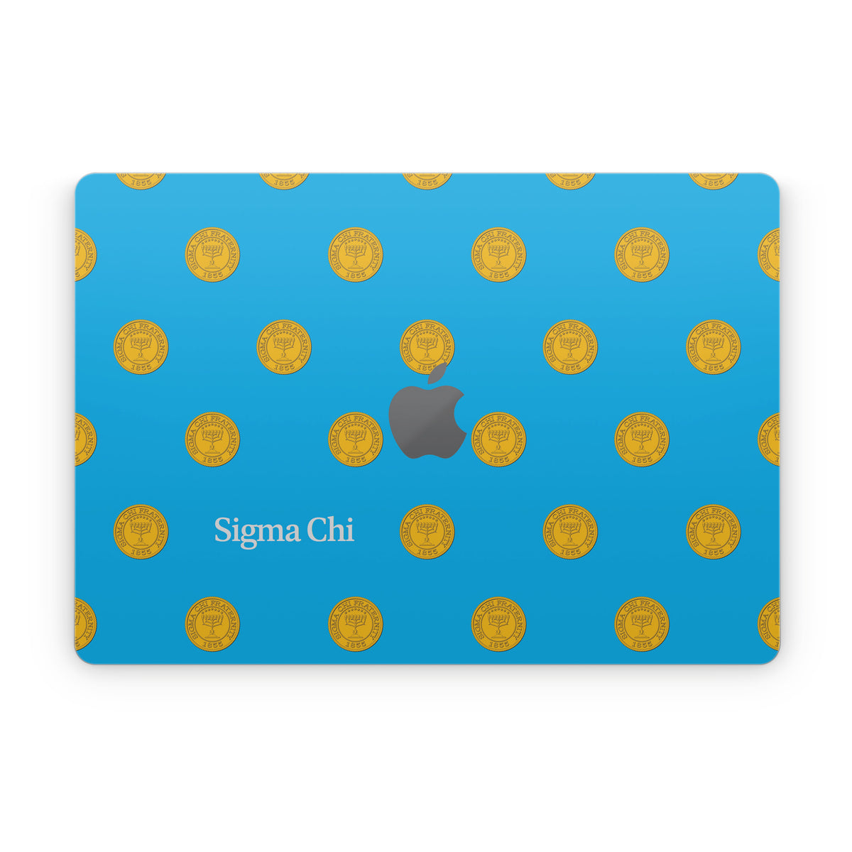 Sigma Chi Seal Pattern with Wordmark Blue - Apple MacBook Skin