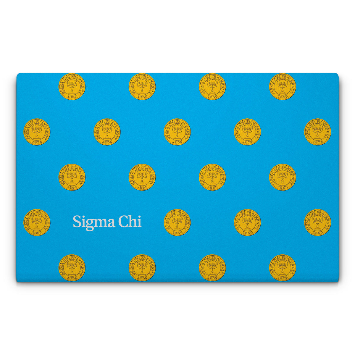 Sigma Chi Seal Pattern with Wordmark Blue - Apple MacBook Skin