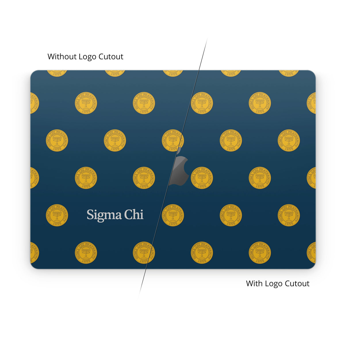 Sigma Chi Seal Pattern with Wordmark Navy - Apple MacBook Skin