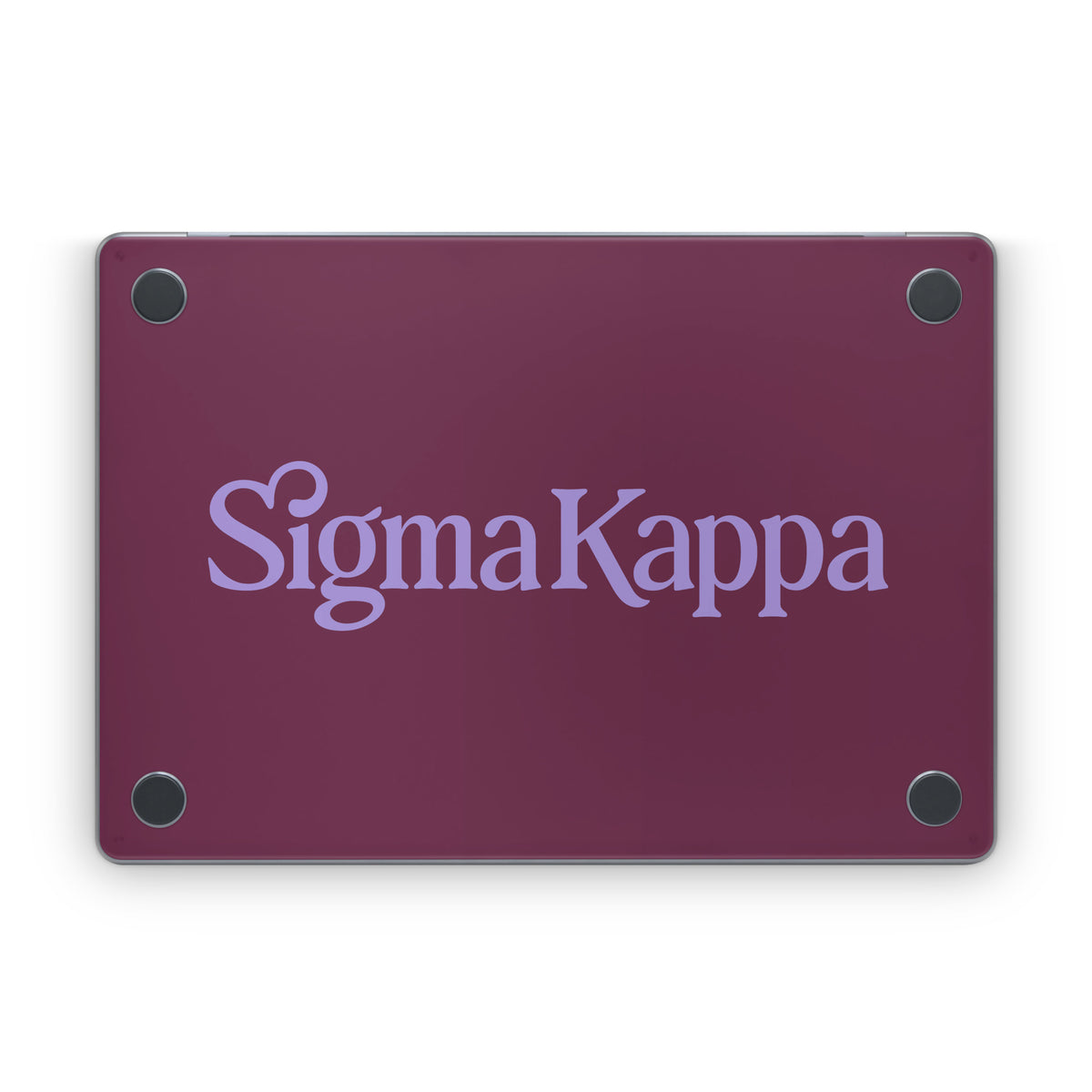 Sigma Kappa Primary Logo Legacy Lavender on Mary Maroon - Apple MacBook Skin