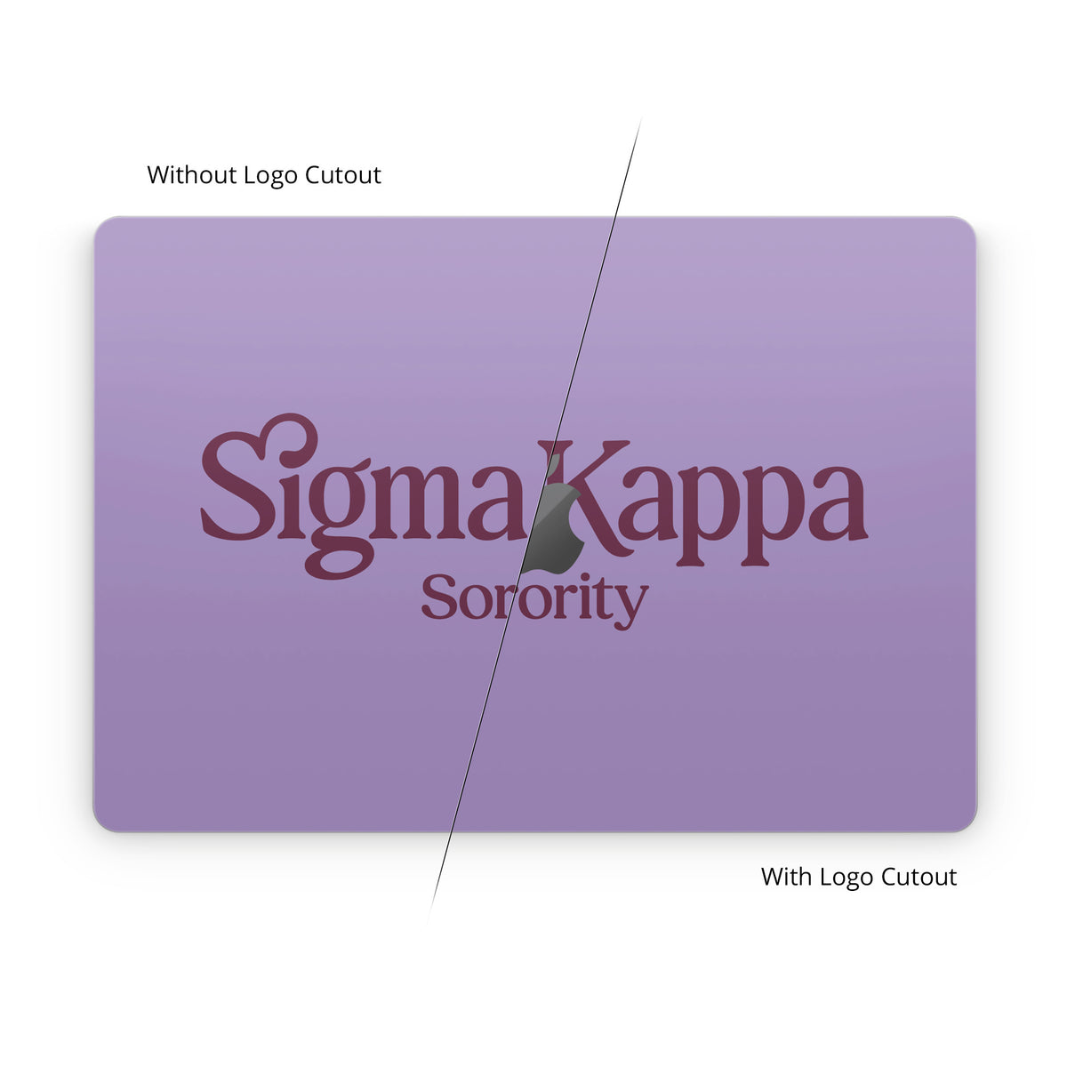 Sigma Kappa Sorority Logo Mary Maroon on Legacy Lavender - Apple MacBook Skin