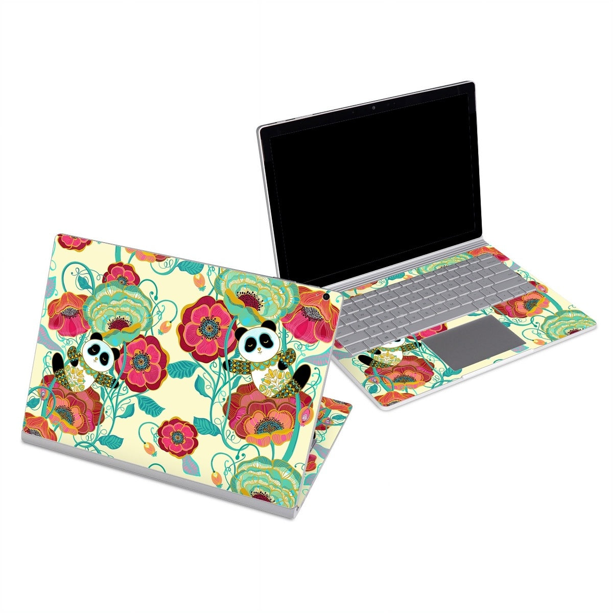 Panda Flowers - Microsoft Surface Book Skin