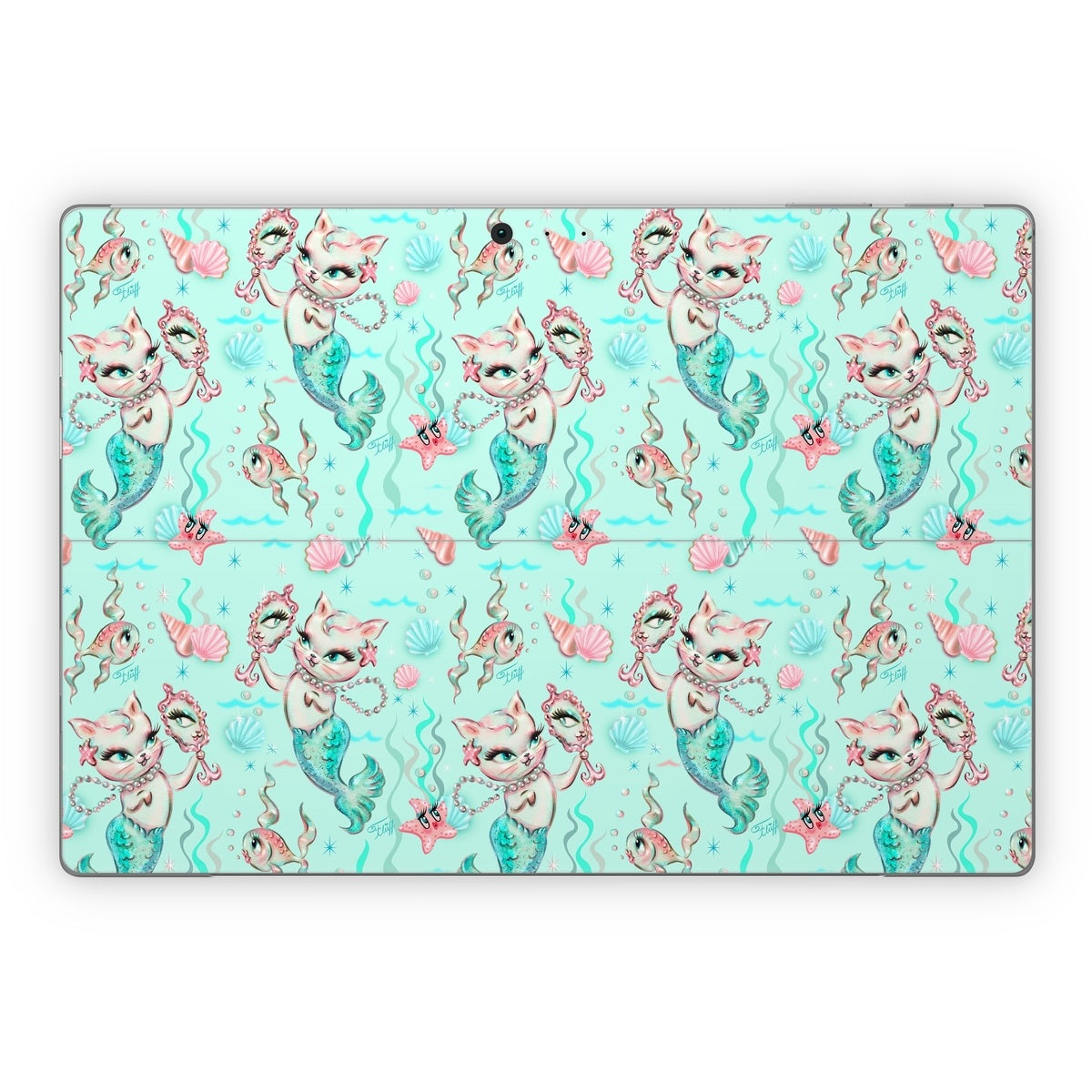 Merkittens with Pearls Aqua - Microsoft Surface Pro Skin