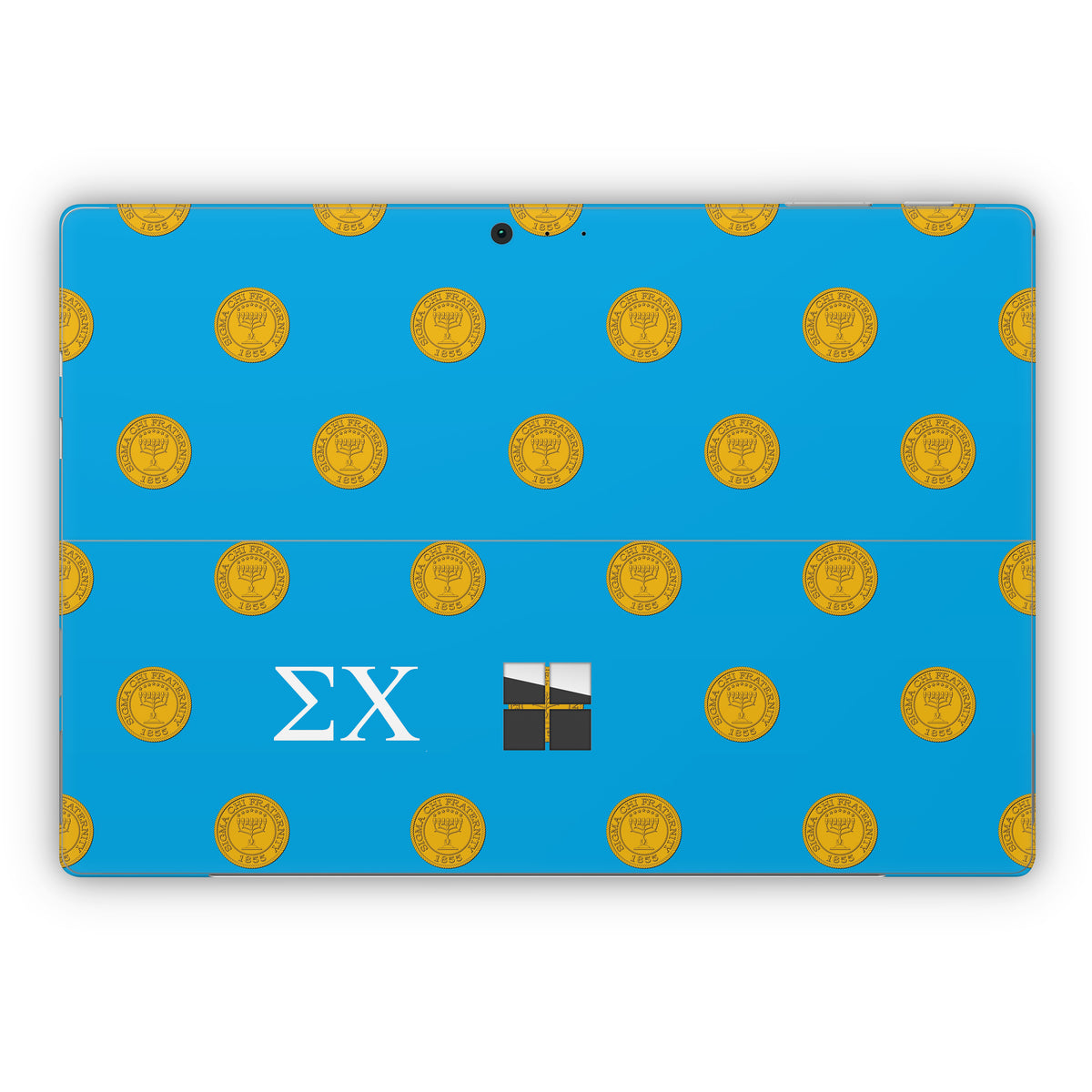 Sigma Chi Seal Pattern with Letters Blue - Microsoft Surface Pro Skin