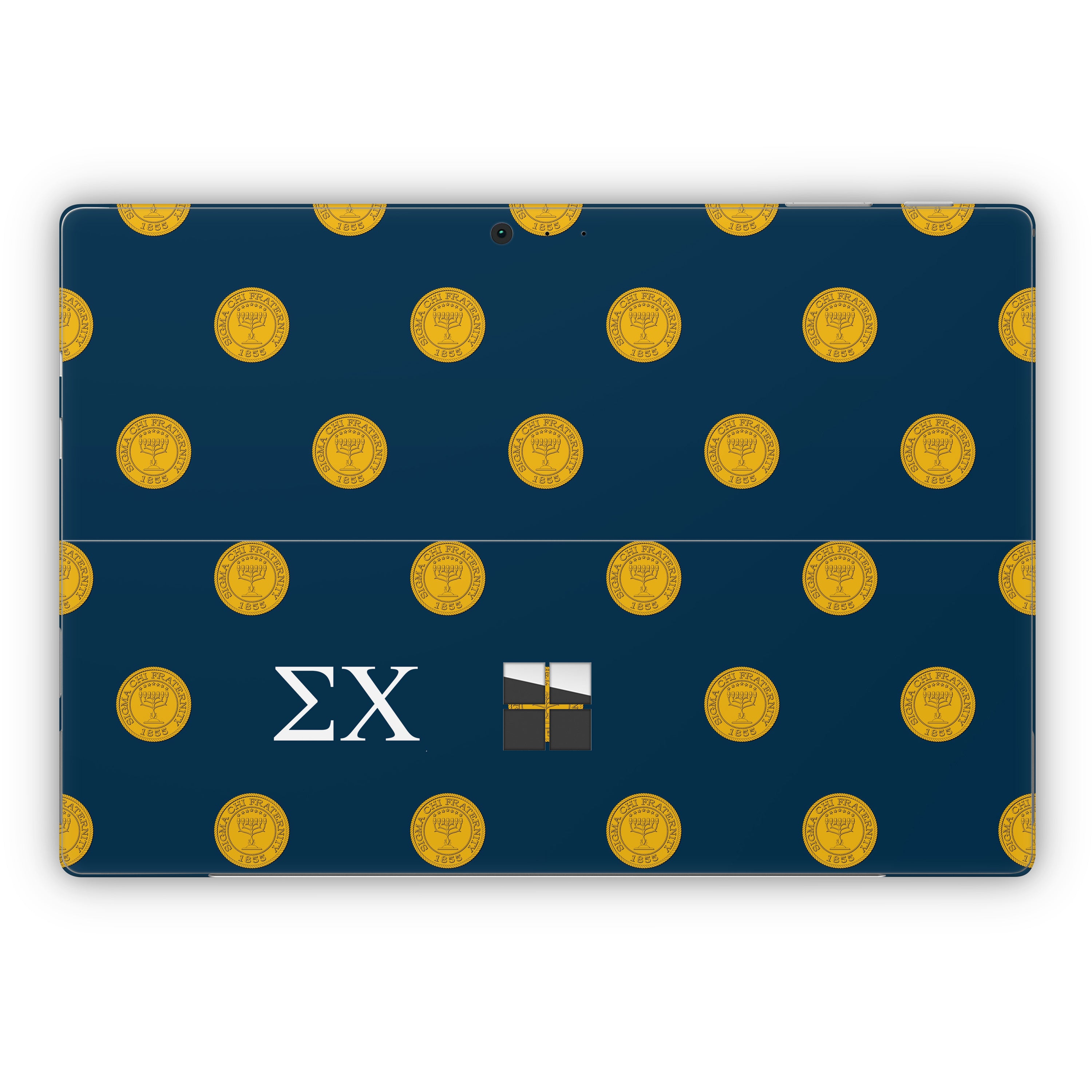 Sigma Chi Seal Pattern with Letters Navy - Microsoft Surface Pro Skin