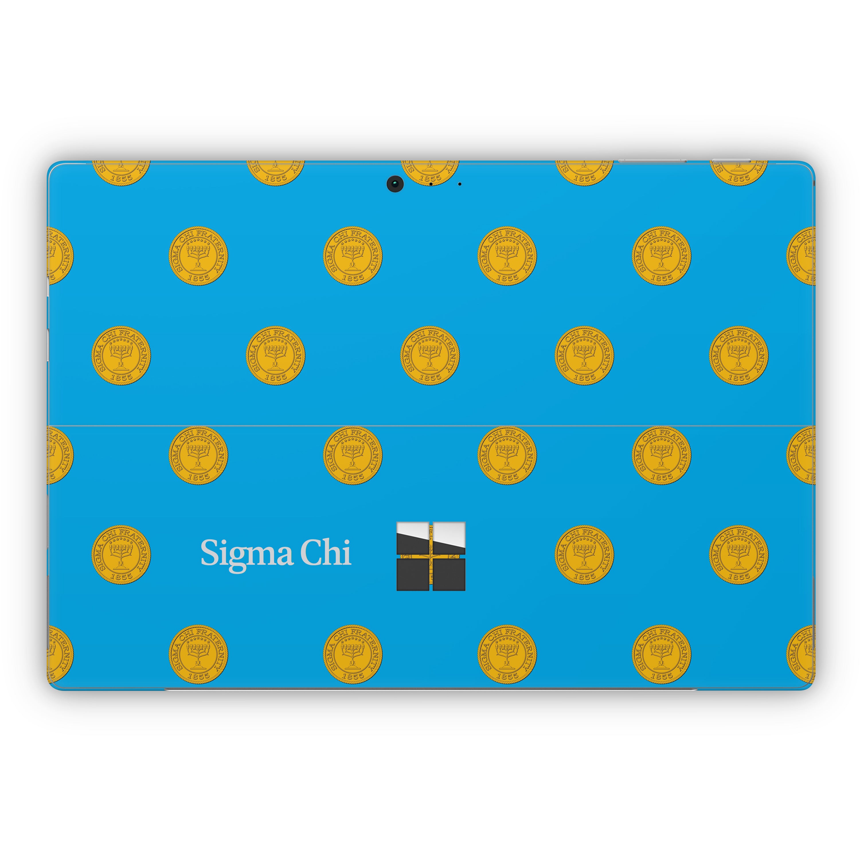Sigma Chi Seal Pattern with Wordmark Blue - Microsoft Surface Pro Skin