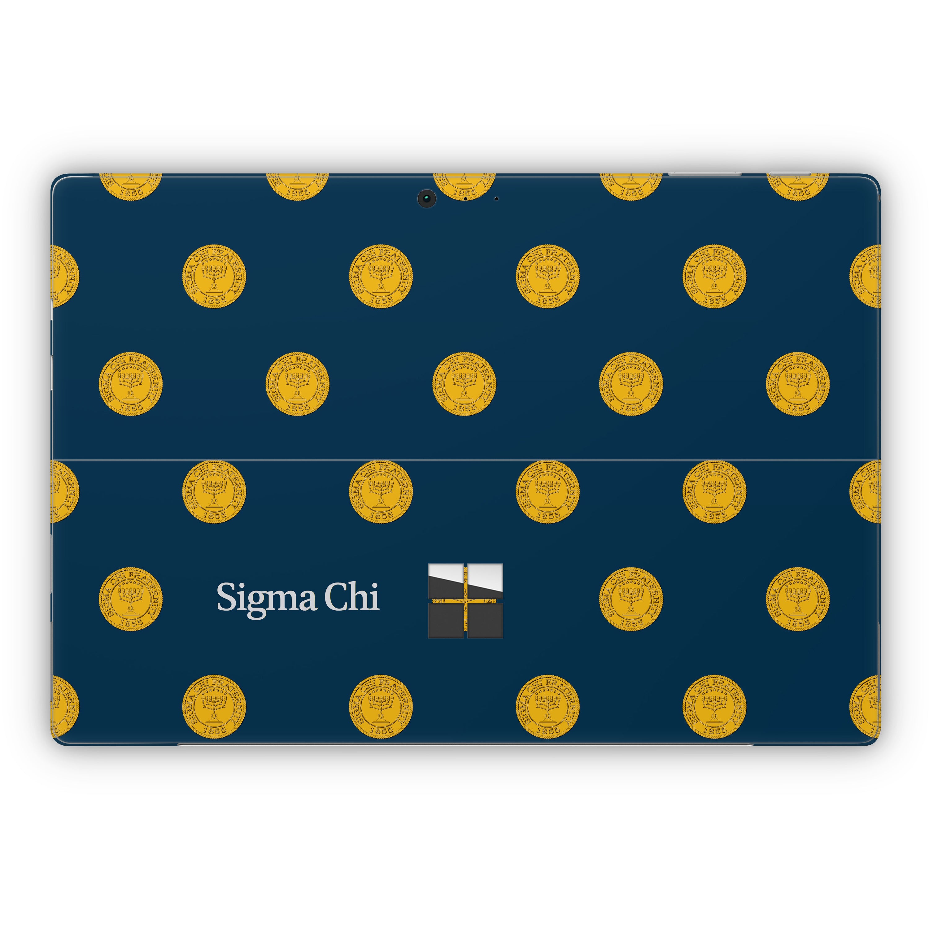 Sigma Chi Seal Pattern with Wordmark Navy - Microsoft Surface Pro Skin