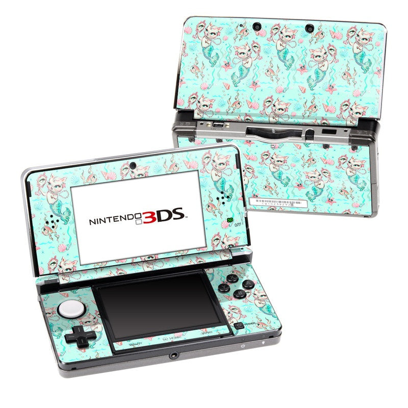 Merkittens with Pearls Aqua - Nintendo 3DS Skin
