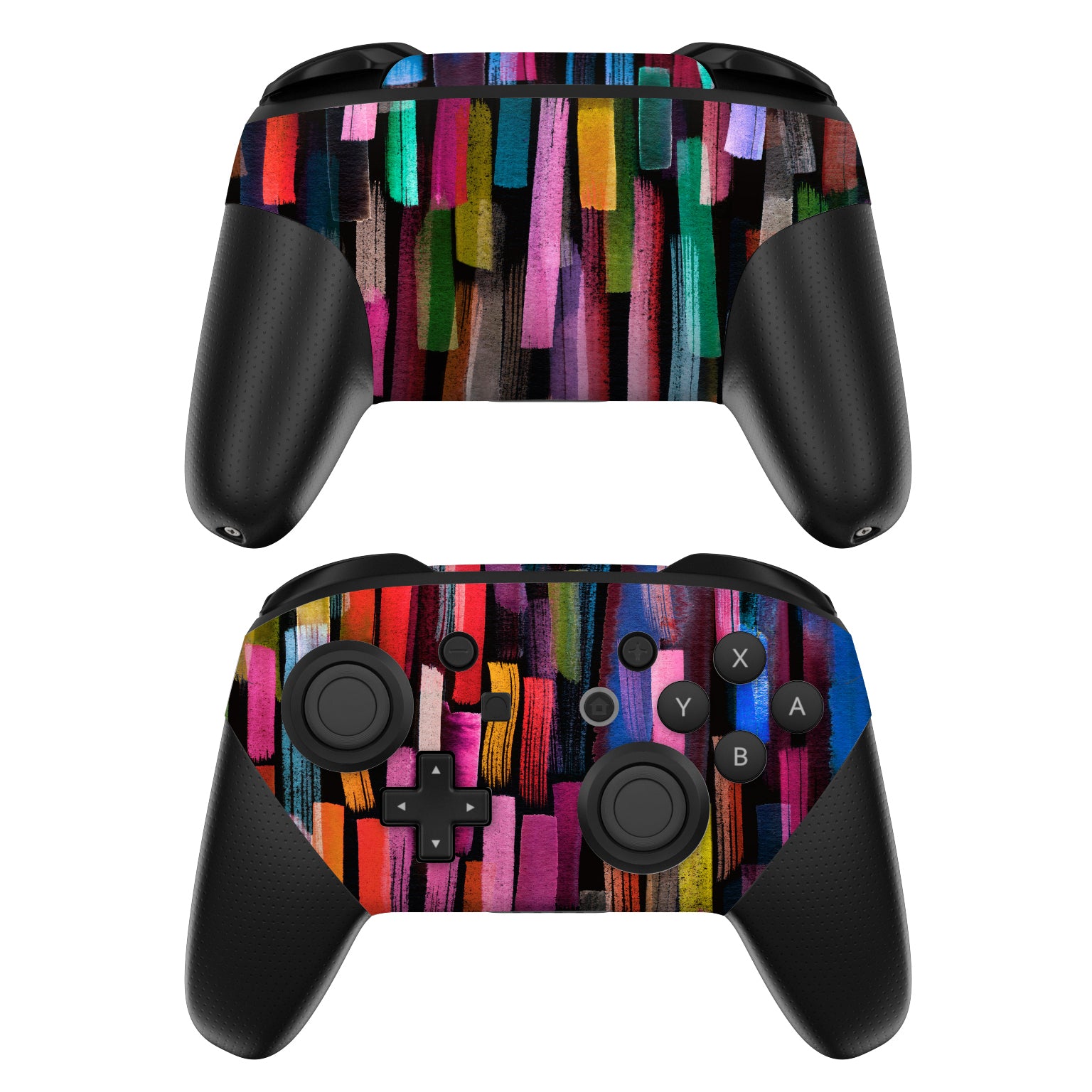Colorful Brushstrokes Black - Nintendo Switch Pro Controller Skin