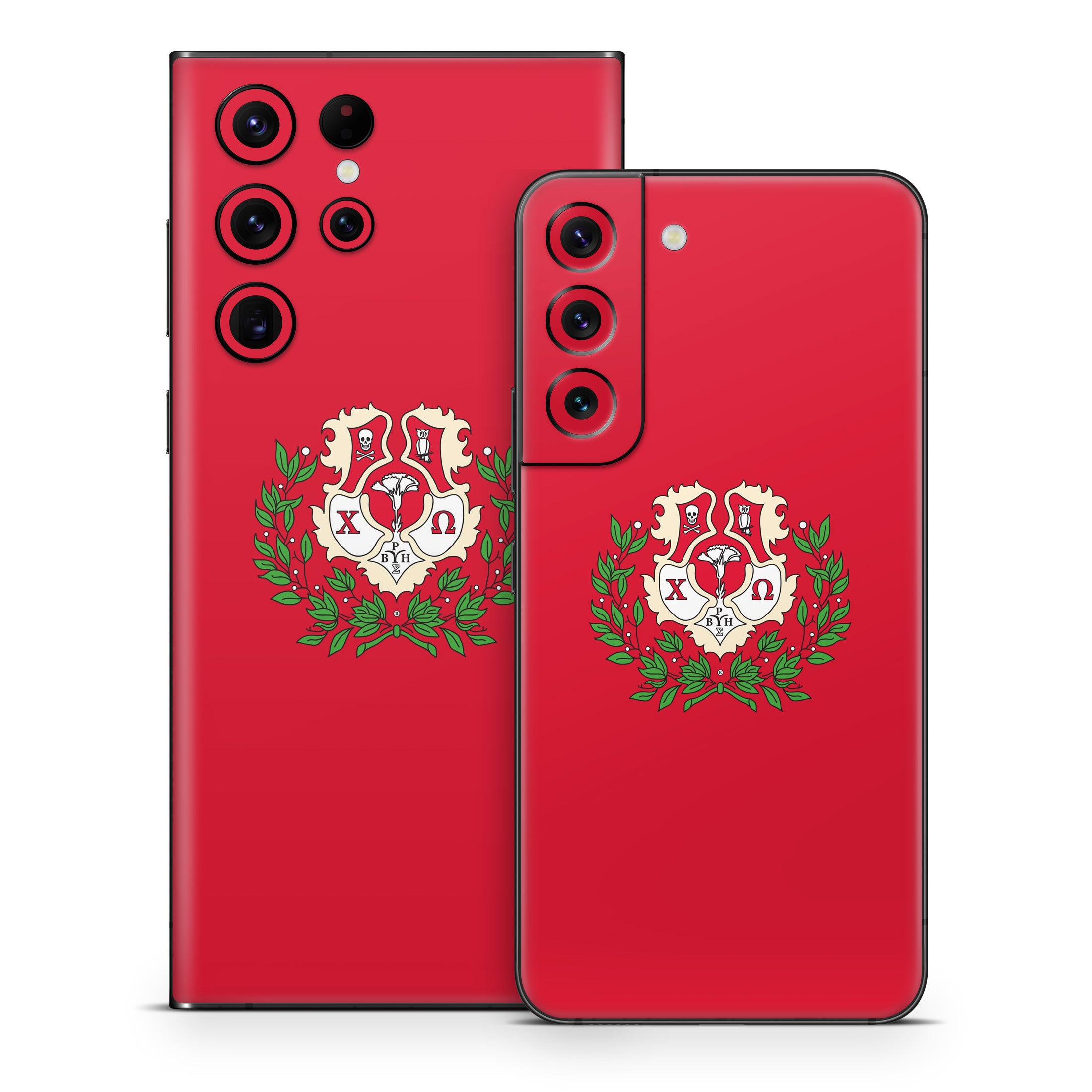 Chi Omega Crest Cardinal - Samsung Galaxy S22 Skin
