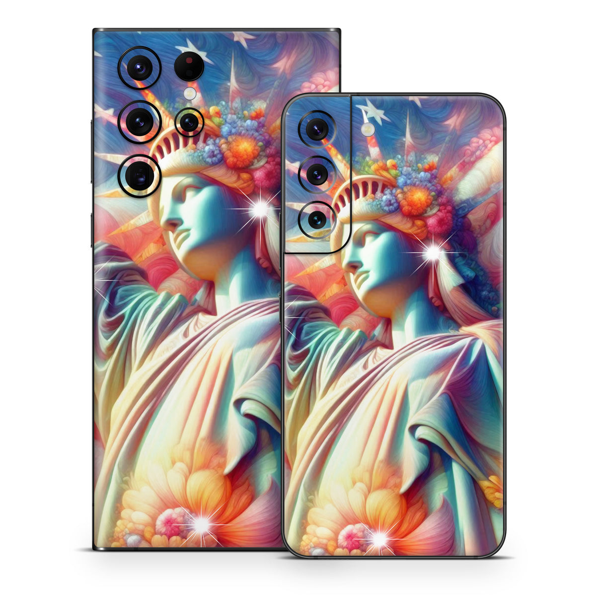 Lady Liberty and Flowers - Samsung Galaxy S22 Skin