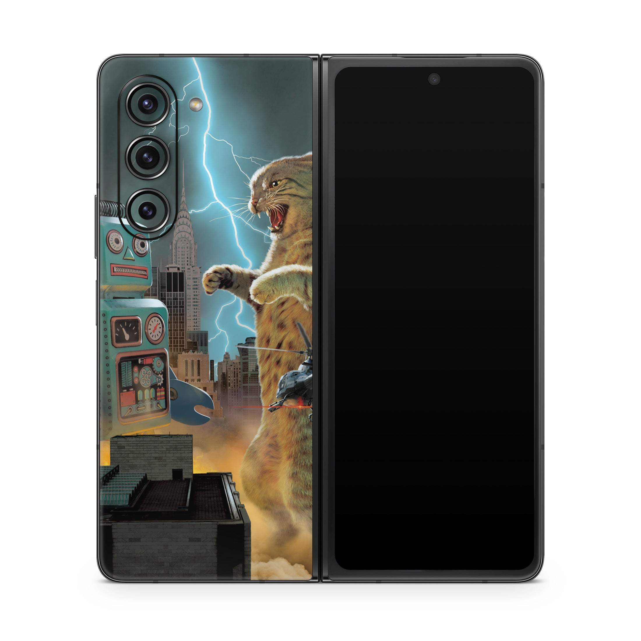 Catzilla Vs Robot - Samsung Galaxy Z Fold5 Skin